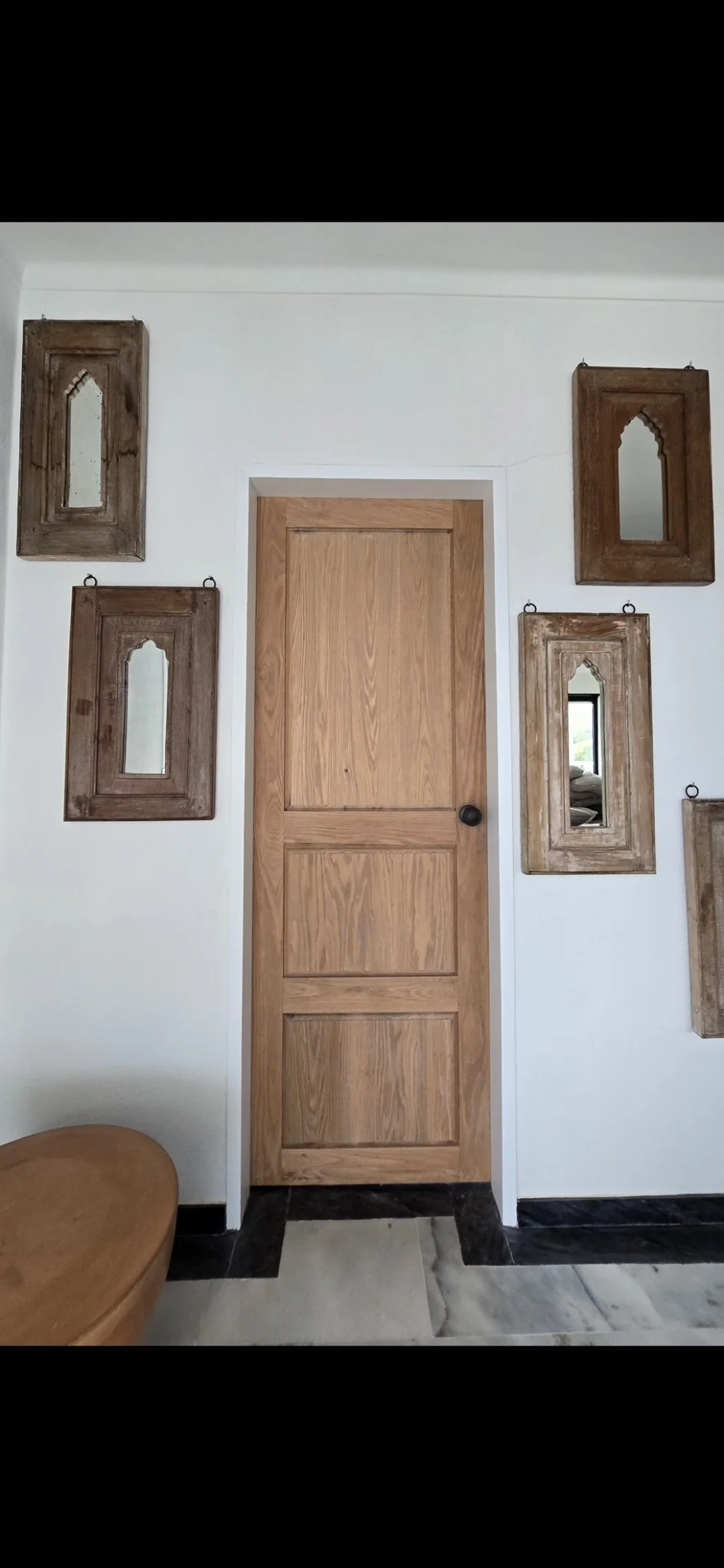 Bespoke solid oak interior door after installation