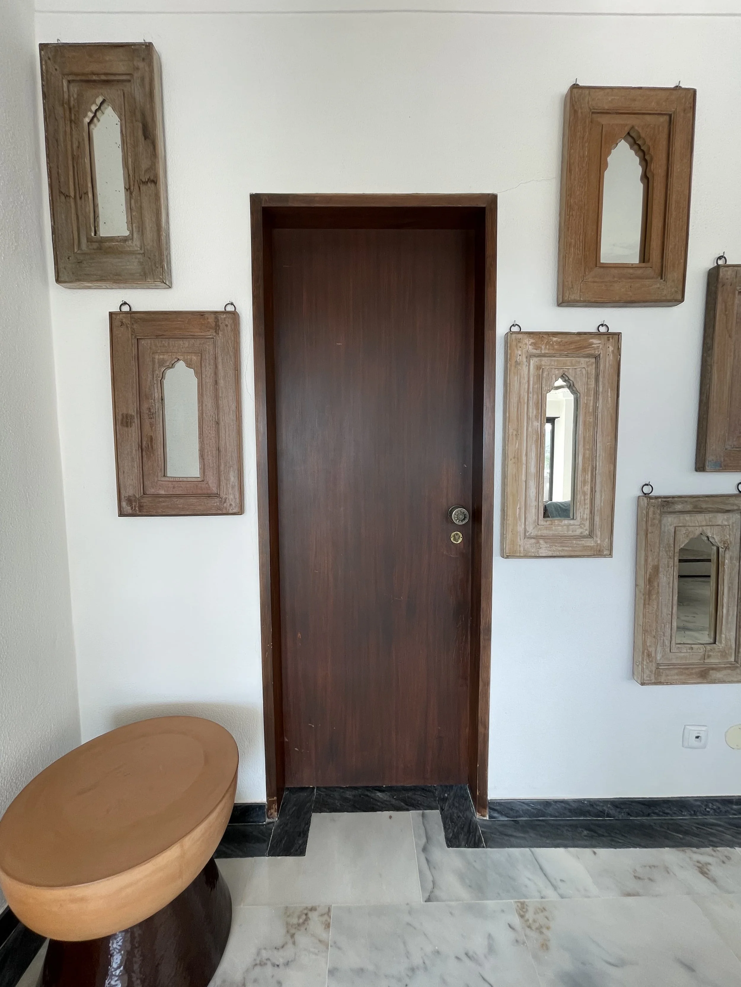 Existing interior door before installation of bespoke solid wood doors