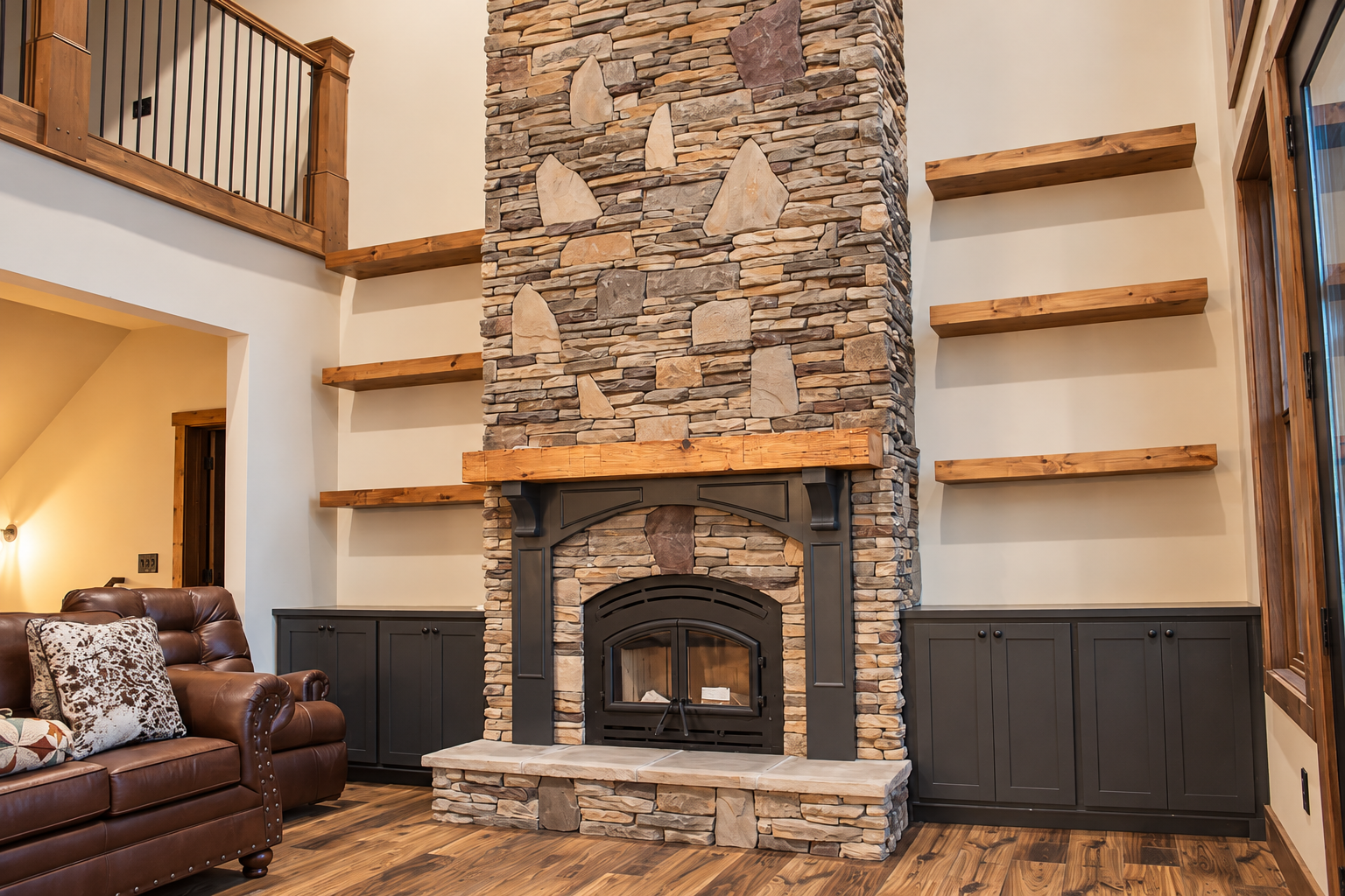 Cozy Rustic Stone Fireplace Living Room.png
