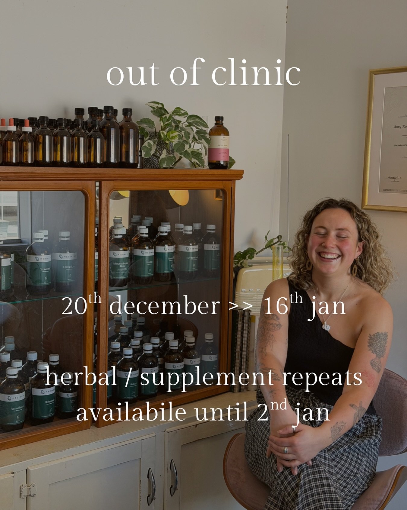 out of clinic dec 20 >> jan 16
herbal repeats still available until jan 2 🌀🌀

reflecting on the year and honestly&hellip; my heart is full 🥹thank you for trusting me, for sharing your stories, and for letting me do what i love and trusting m