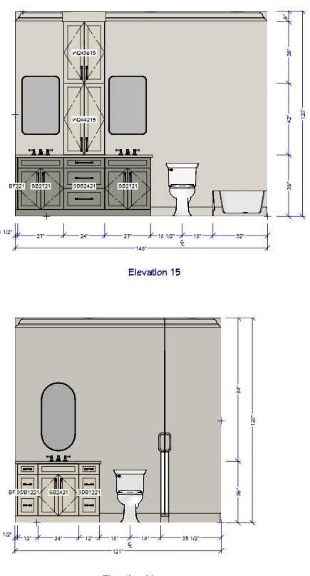 Guest Bath and Jack&Jill Elevations