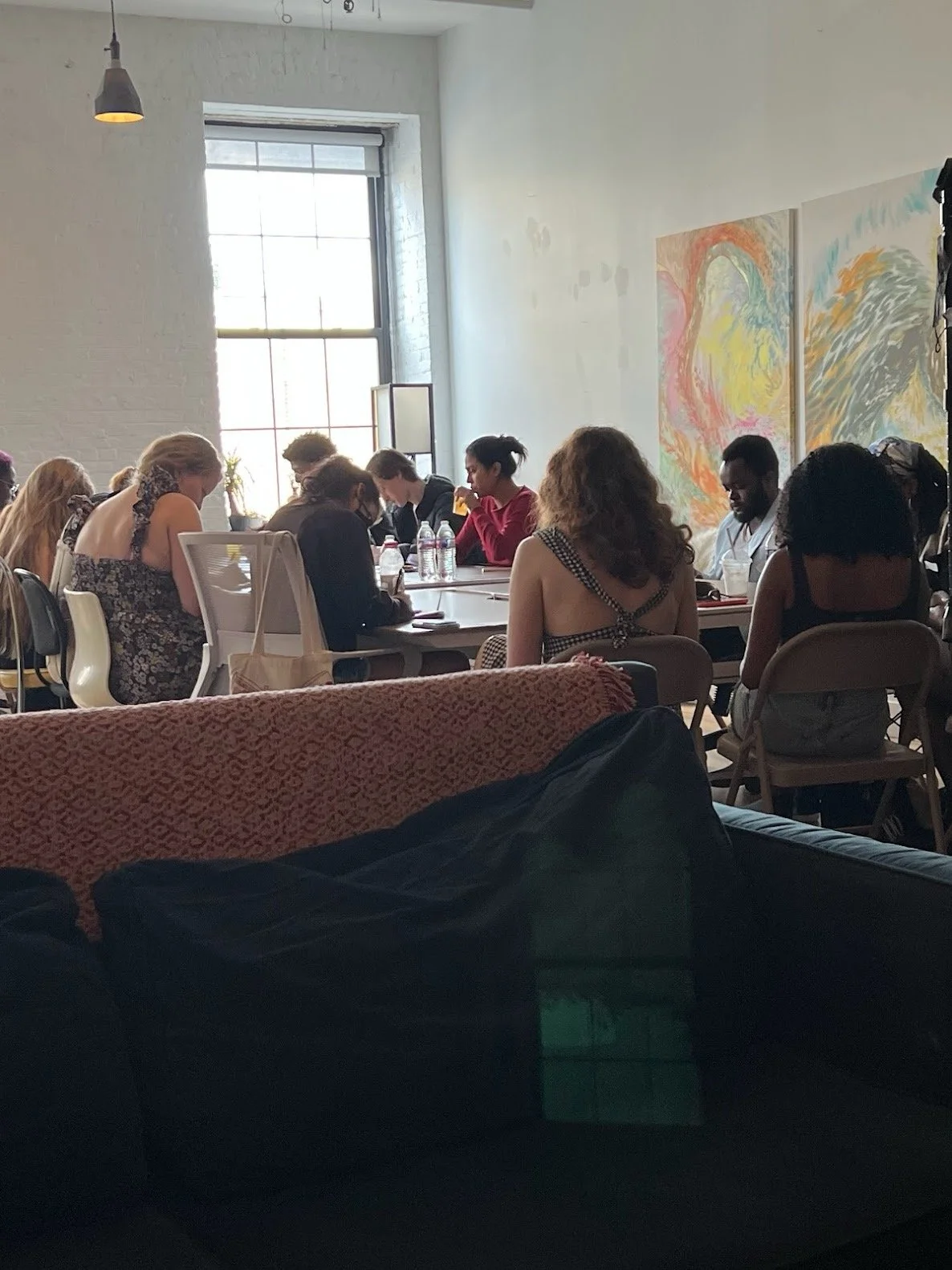 Participants complete a writing exercise