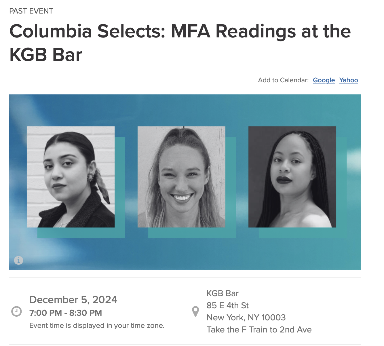 Columbia Selects KGB Reading Series (2024)