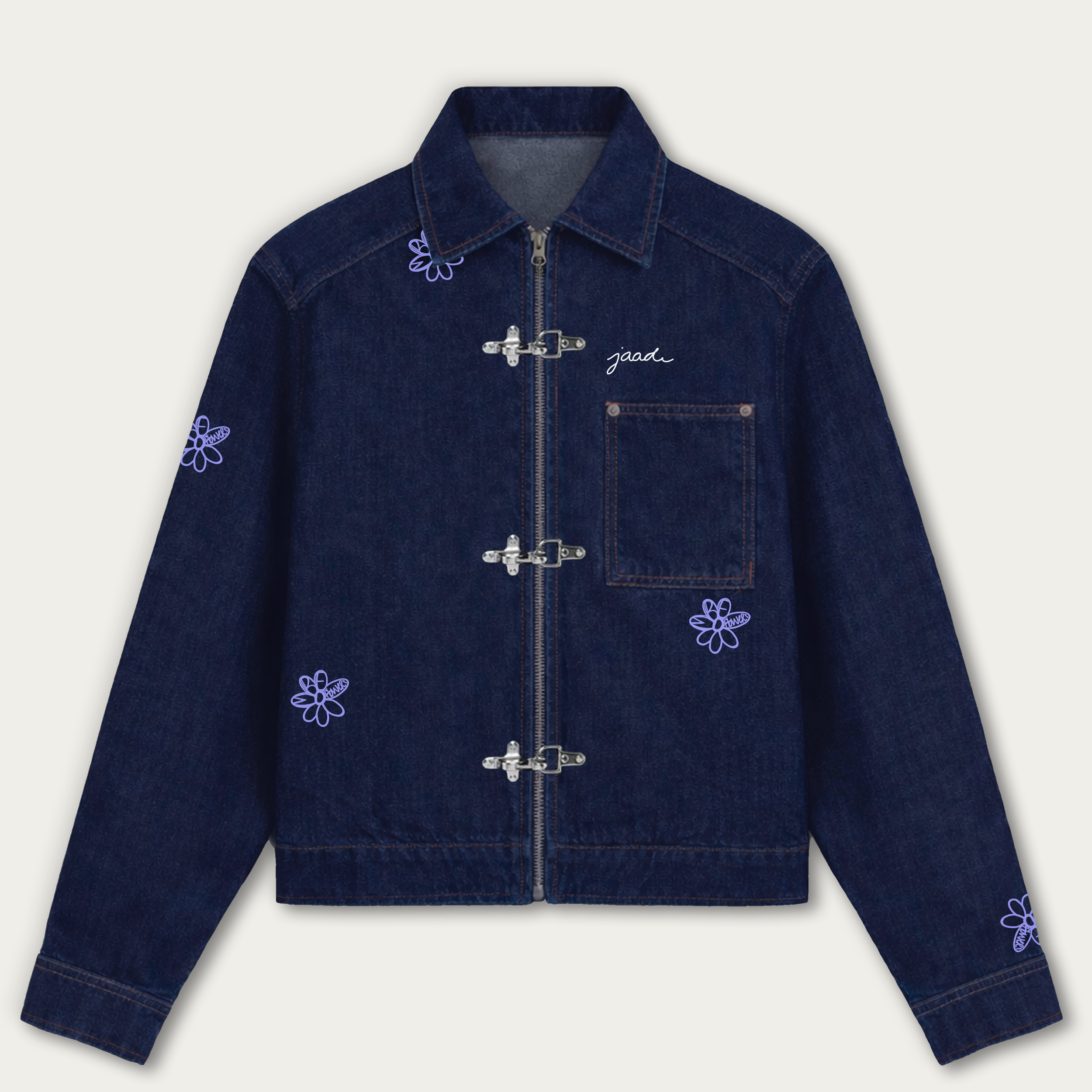 Veste en Jean Imprimée Fleurs