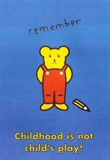 CHILDHOOD IS NOT CHILD'S PLAY — Poster design for special exhibition to raise awareness of child abuse around the world. Graphic design and illustration.