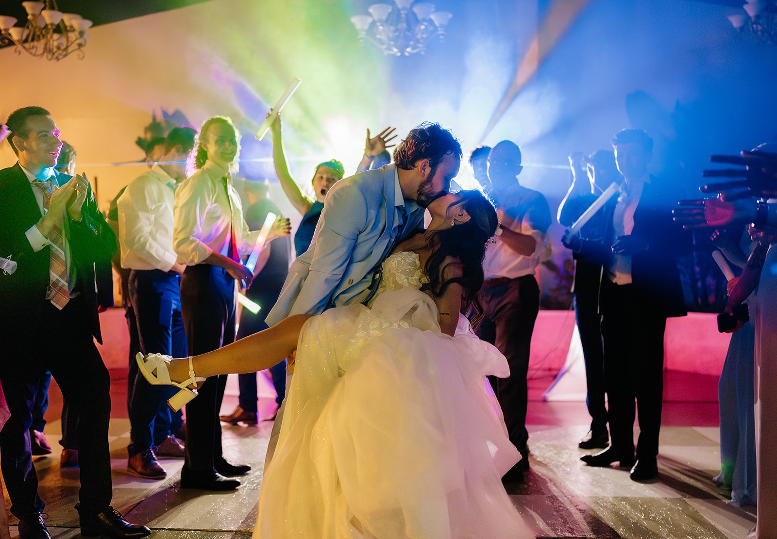 Epic dance party wedding photos