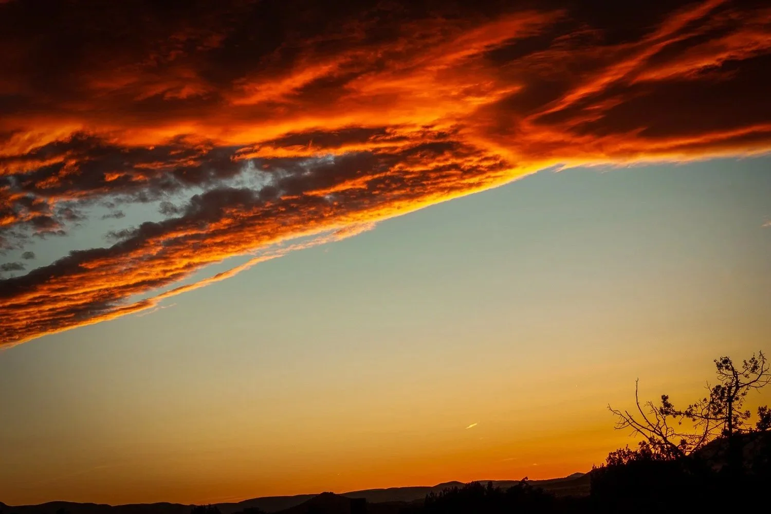 red sky, blue hour, high contrast