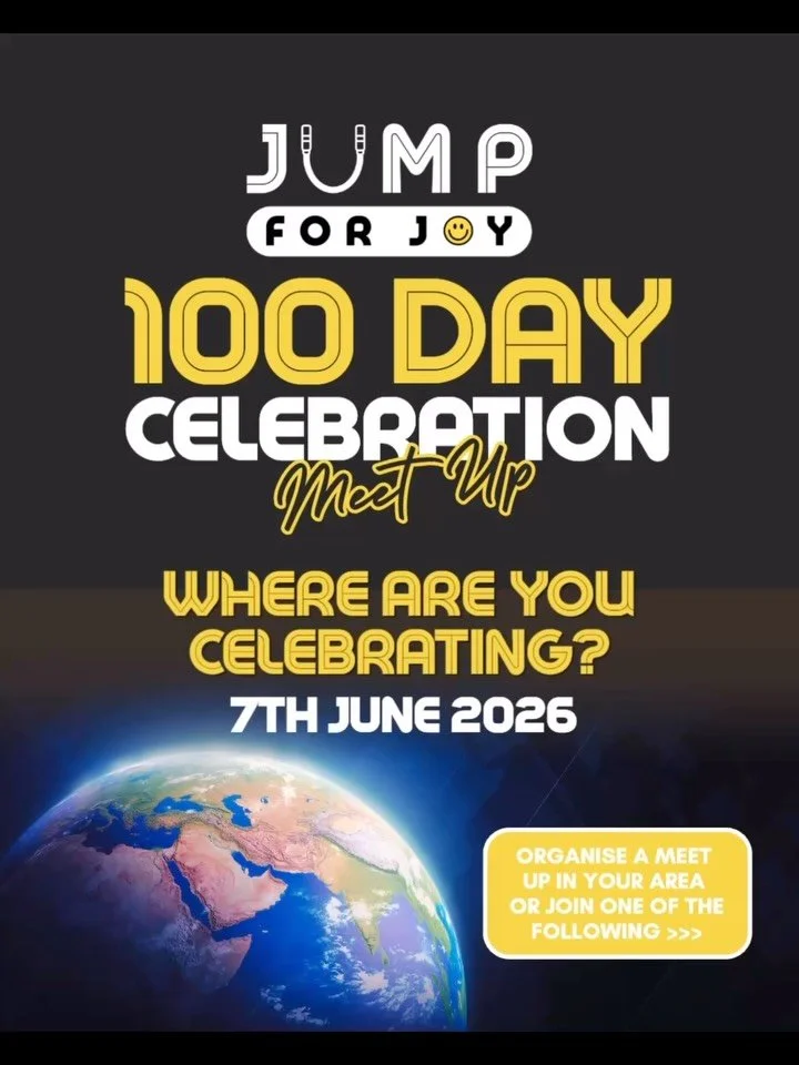 Where are you celebrating your 100th Day of the Jump For Joy 100 Challenge? Join one of these meet ups around the world or organise one in your own country/region! Please let us know if you do and we will add your meet up this line up 🤩 It&rsquo;s a