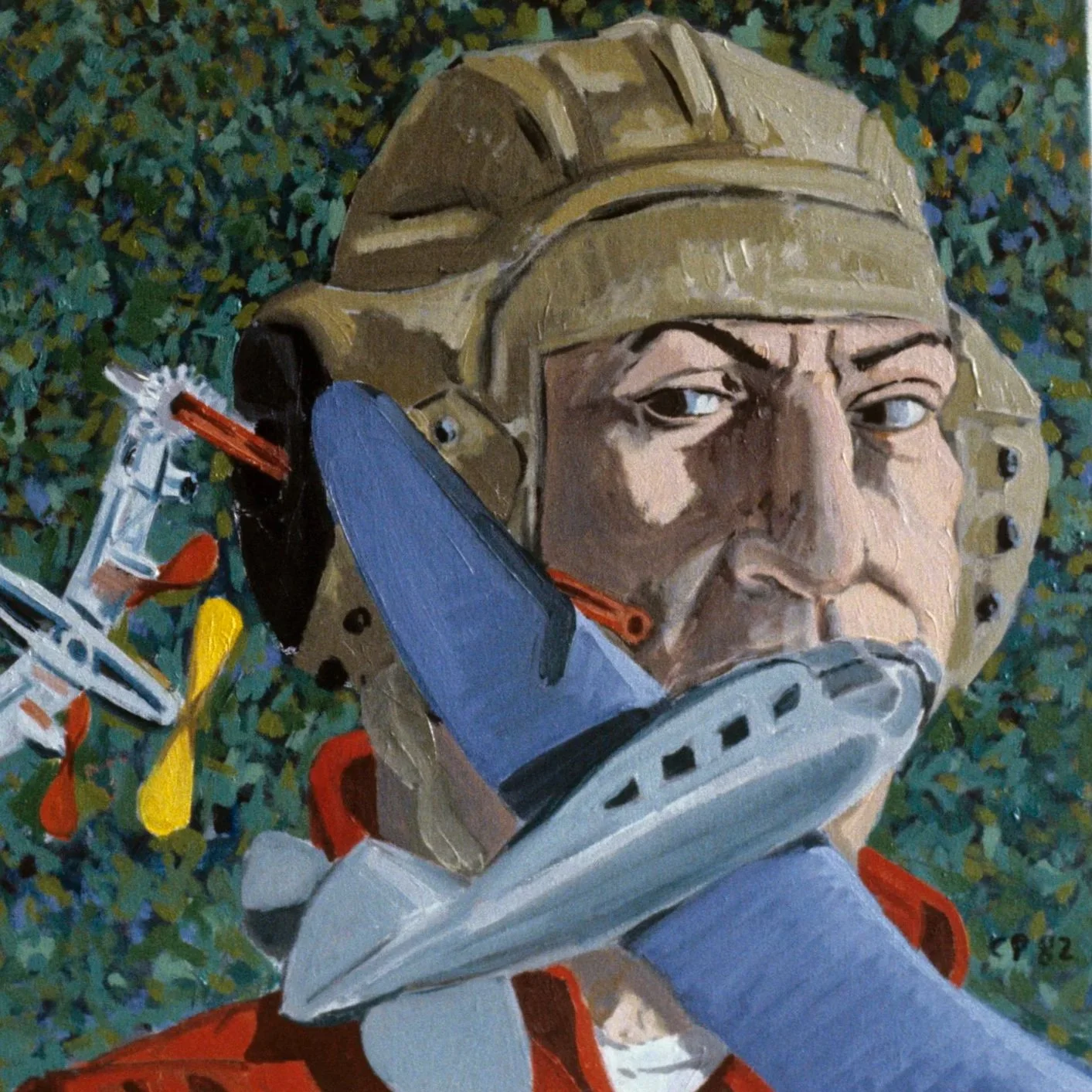 Self Portrait with Pilots Cap and Blue Plane, 1982