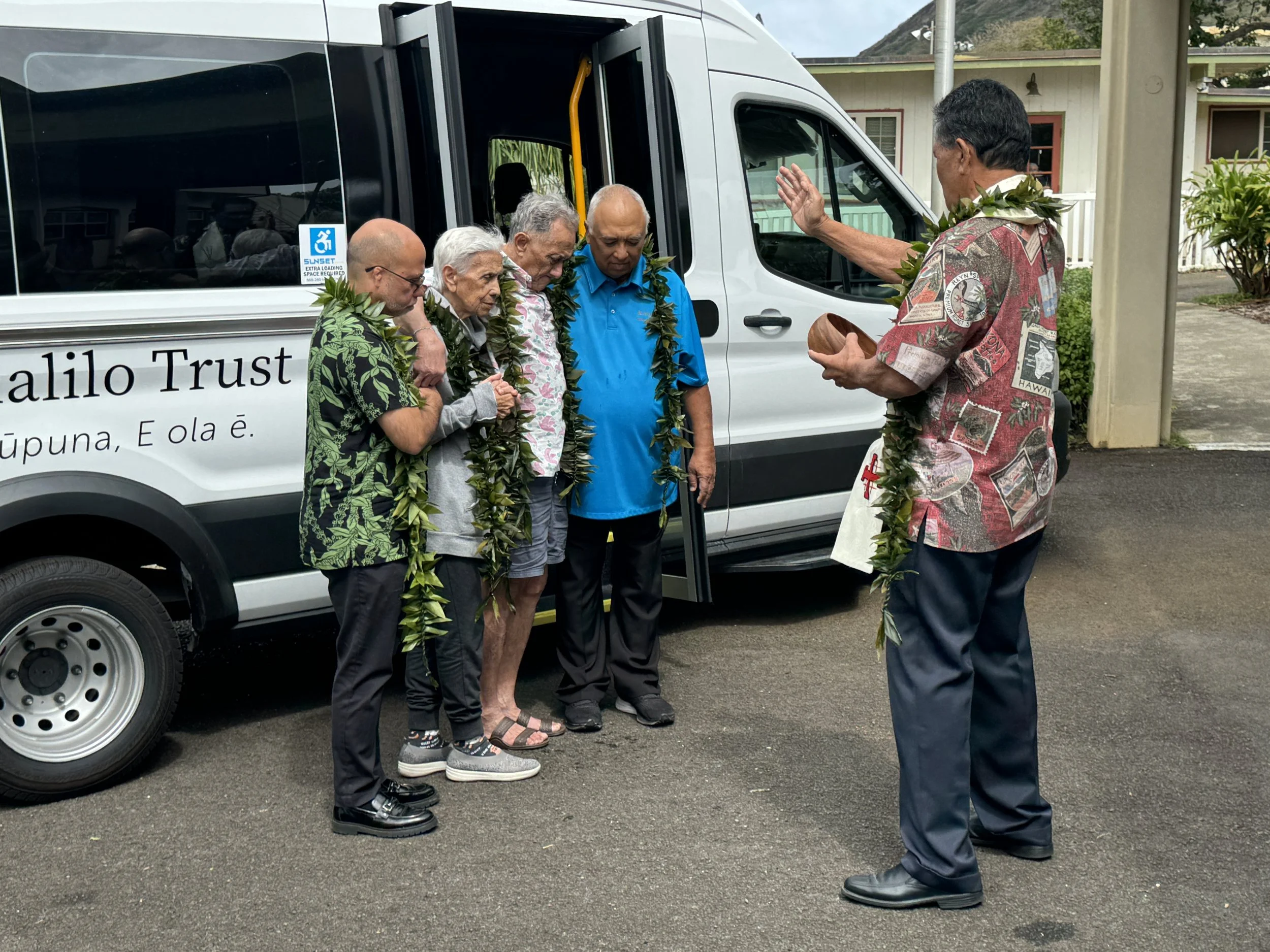 Traditional blessing event for the King Lunalilo Trust van
