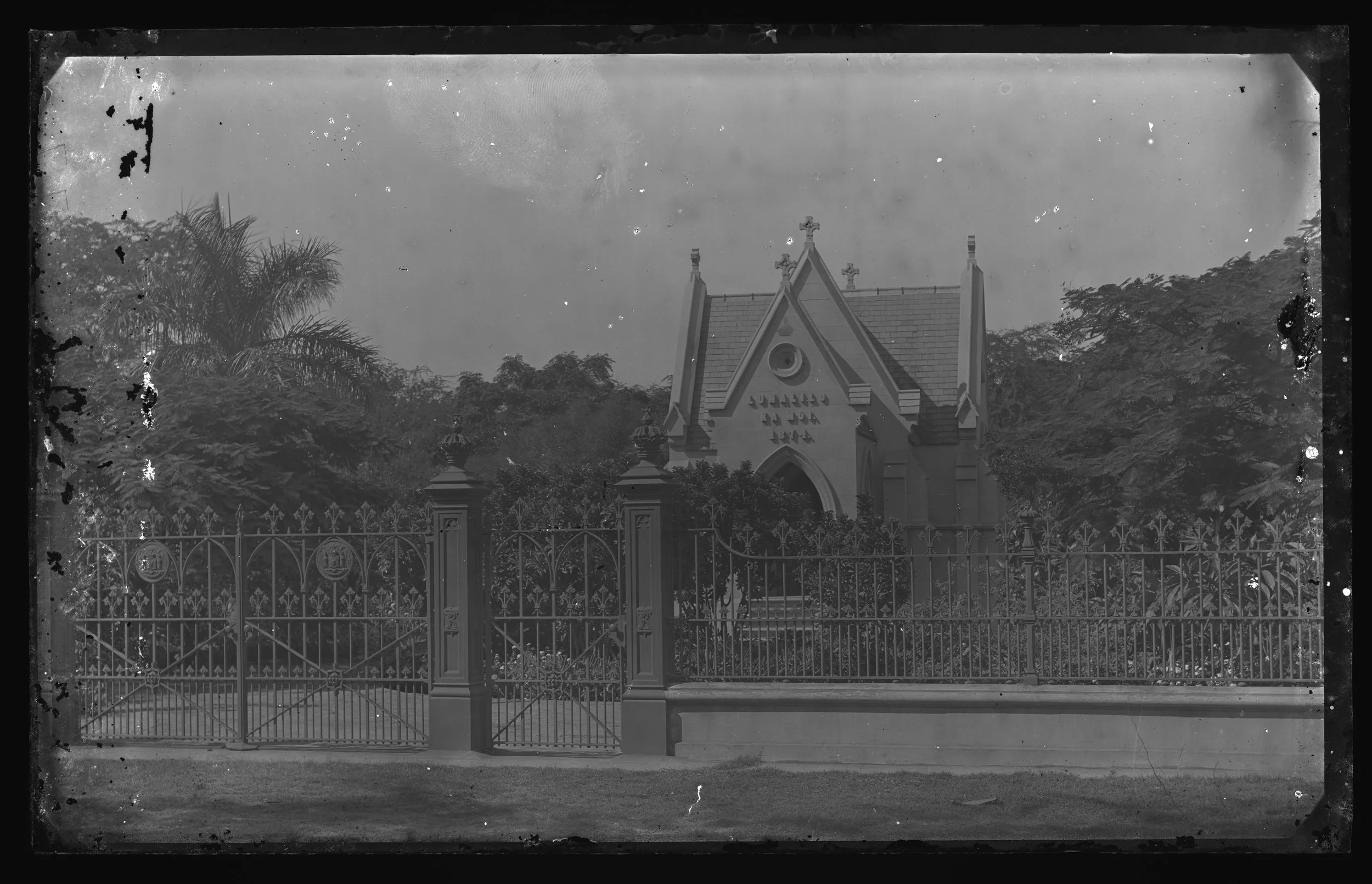 Historical black and white photo of the Lunalilo Mausoleum