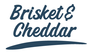 Brisket & Cheddar logo with blue and black text.