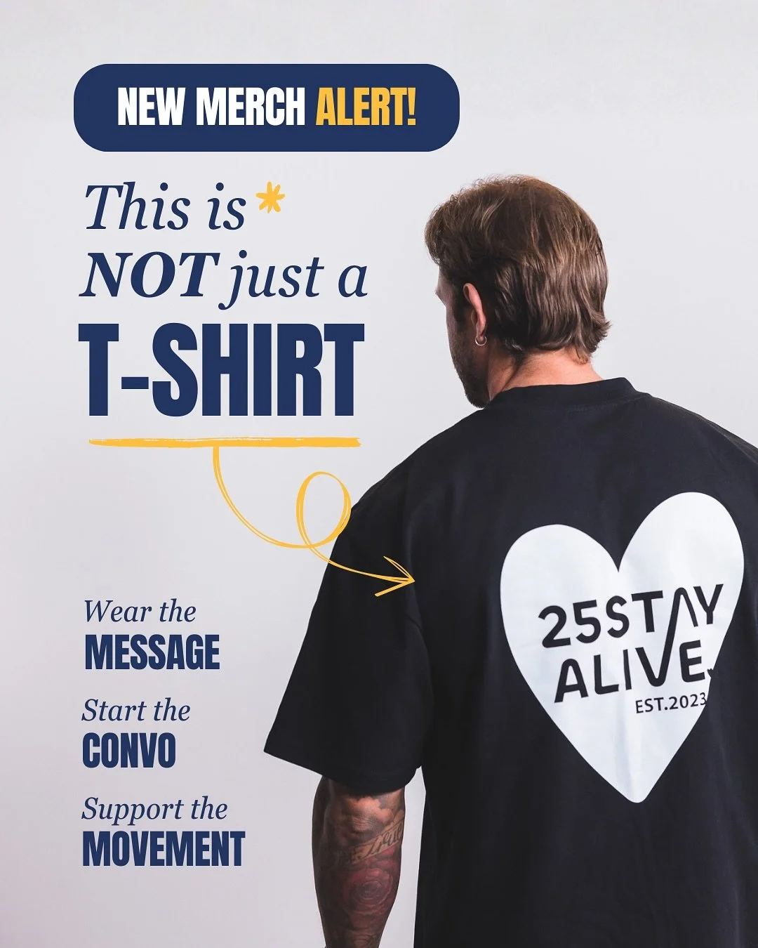 Our new T-SHIRTS are LIVE!

We&rsquo;re excited to share our new black and white tees.
Help us spread the message and support the charity by purchasing a t-shirt.

Link in bio 💛

#25stayalive #25isthenew50