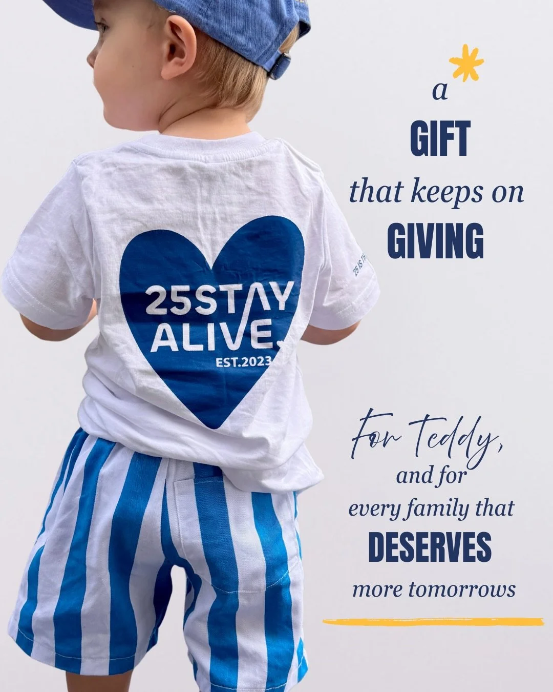 🎄✨ The Christmas gift that gives back! Our cap + tee bundle is just $65 and helps us spread lifesaving awareness. 

Thank you for supporting 25 Stay Alive 💛

P.S. The perfect Secret Santa 🙊