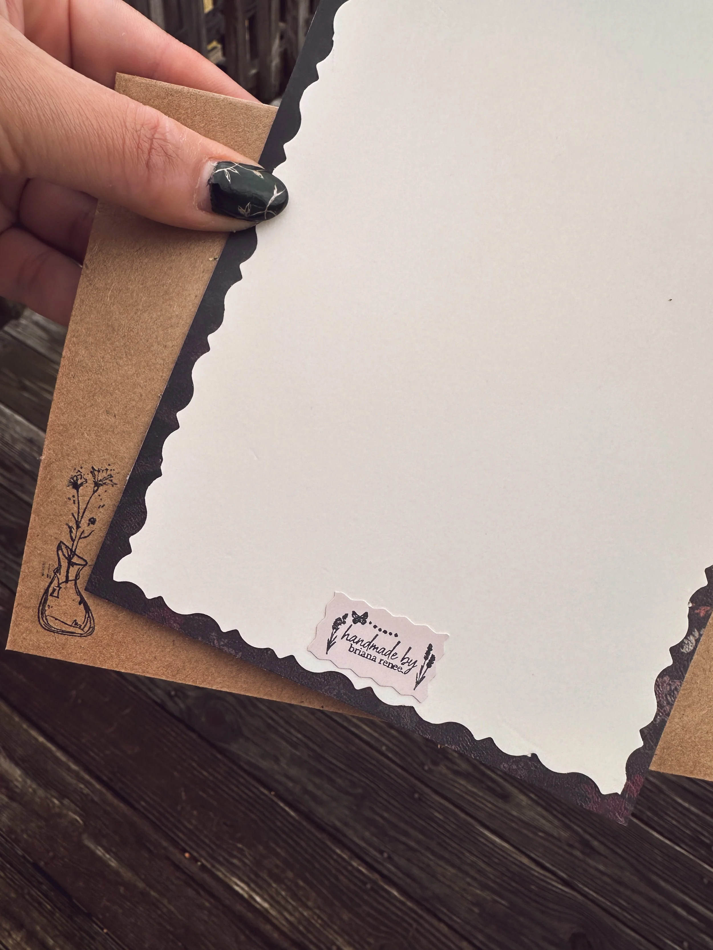custom logo stamp on back of handmade card