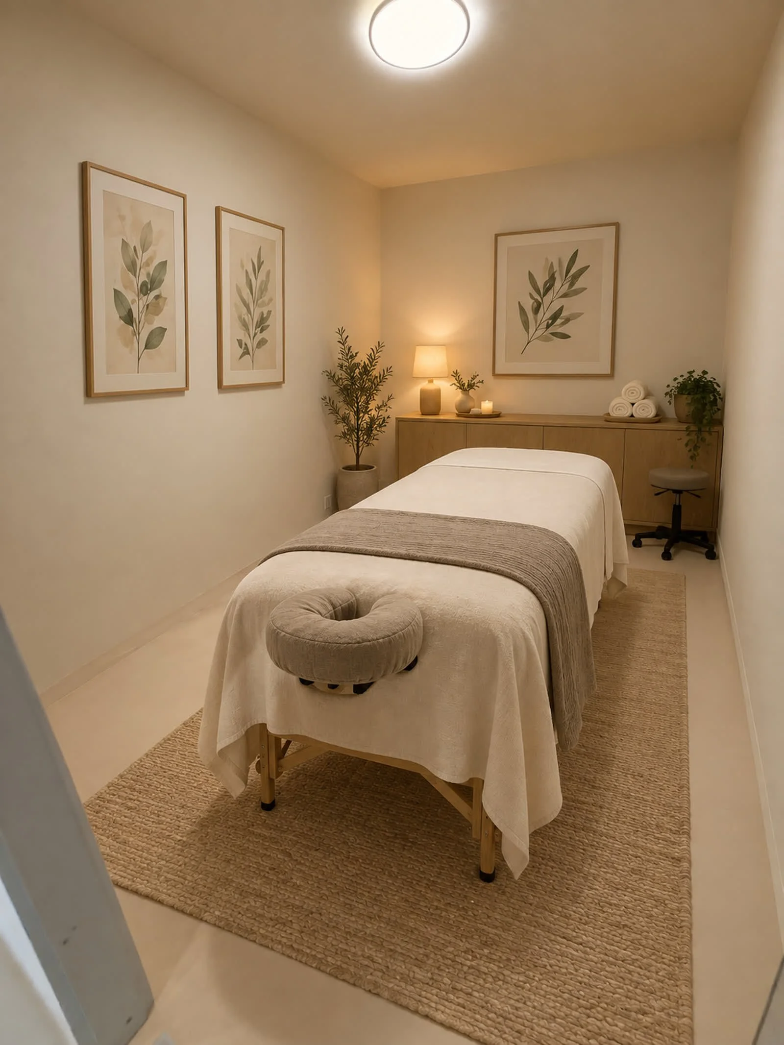 Legacy Suites treatment room with massage table