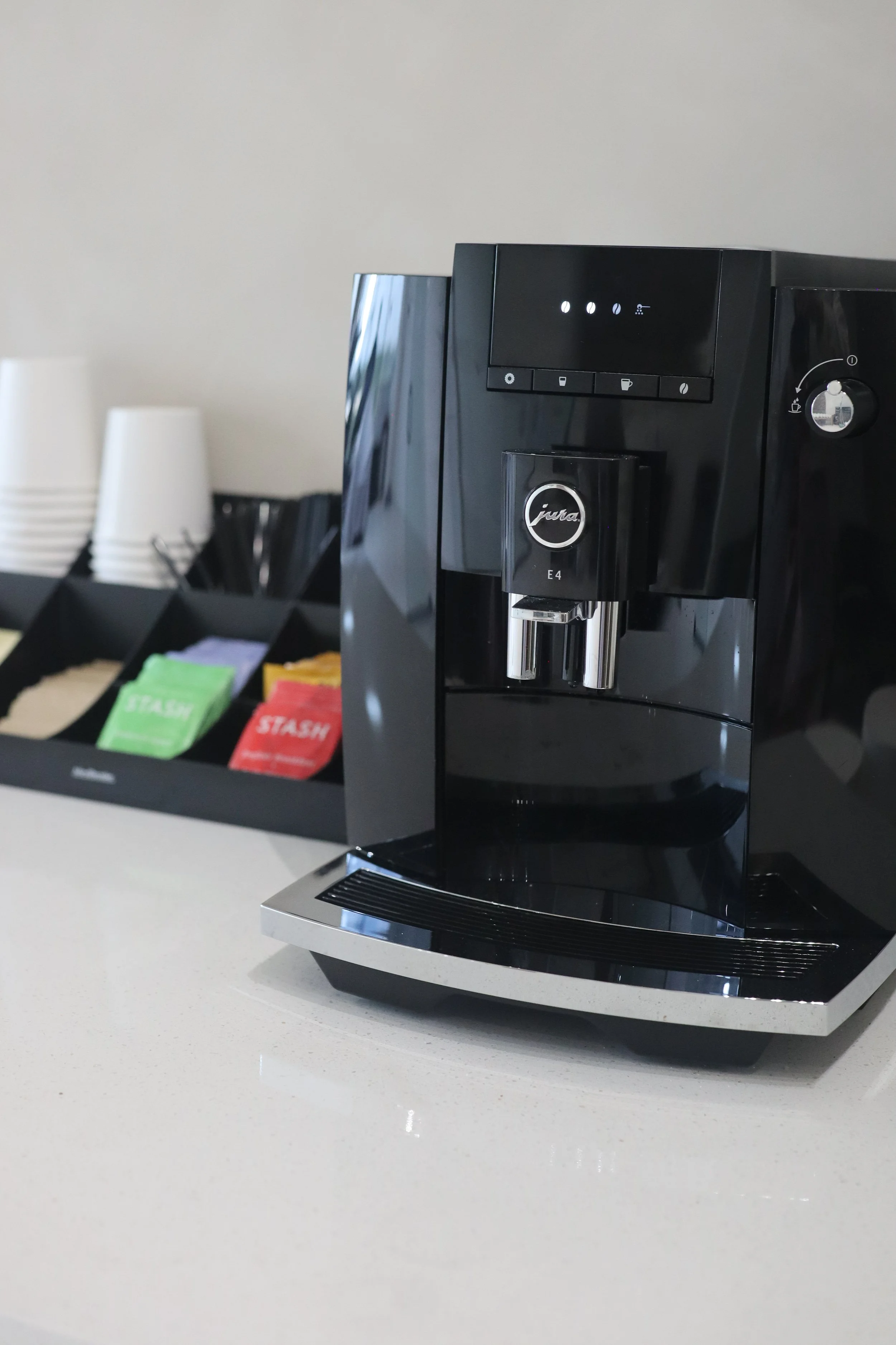 Ja Suites salon suites dallas salon suite amenities jura coffee maker and tea station
