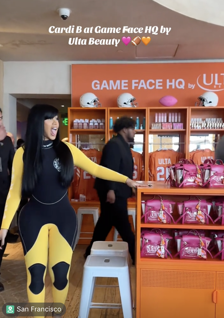 Cardi B making a guest appearance at Ulta Beauty's Game Face HQ