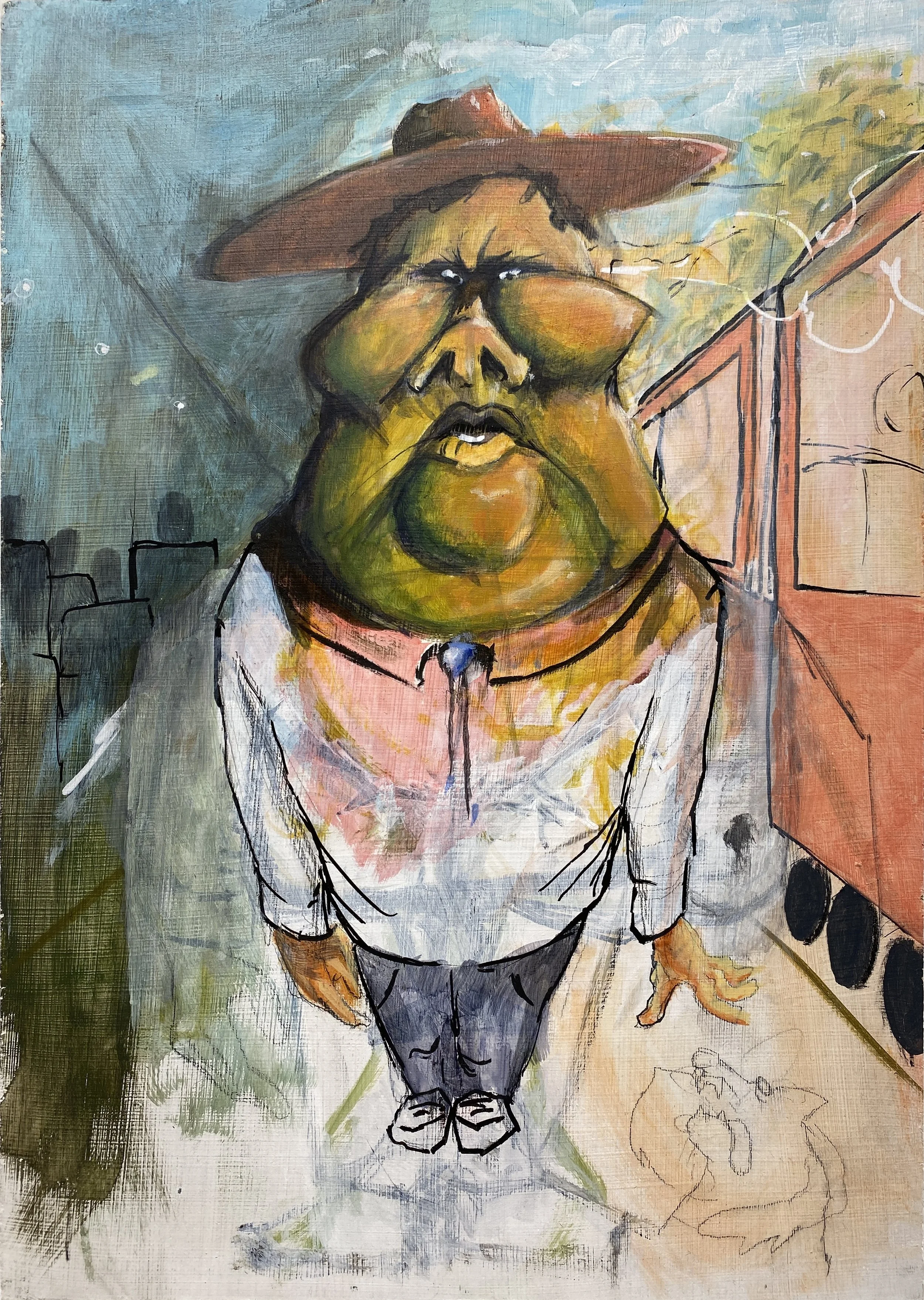 Indecision of Pig, 8.5x12", mixed, 2024