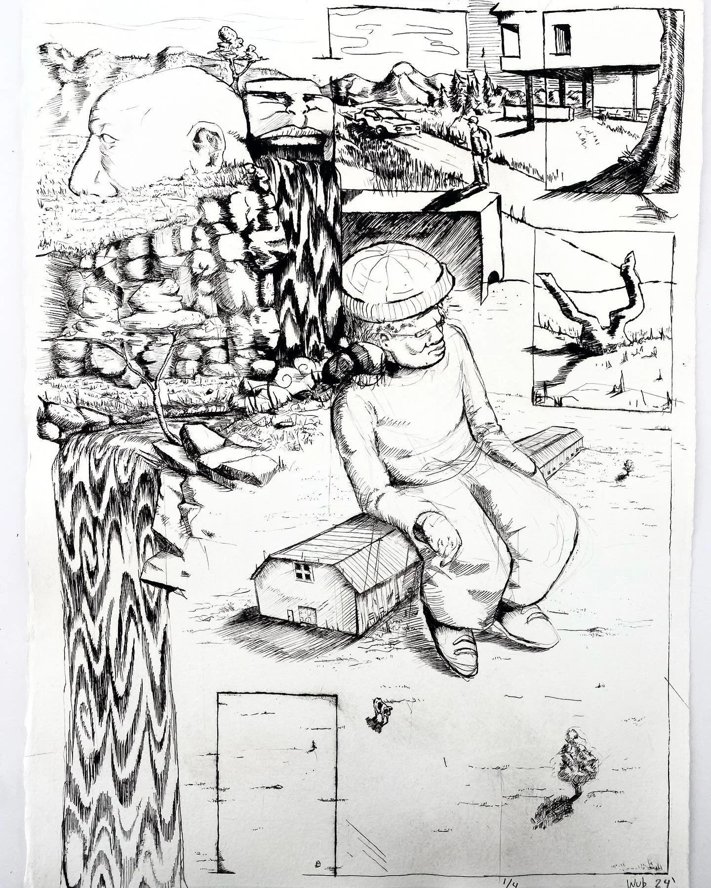 drypoint print, i only made 4 of these. Done by scratching into a plate of plexiglass ✍️💯
-
-
-#printmaking #drypoint #intaglio #drawing #ink #illustration
