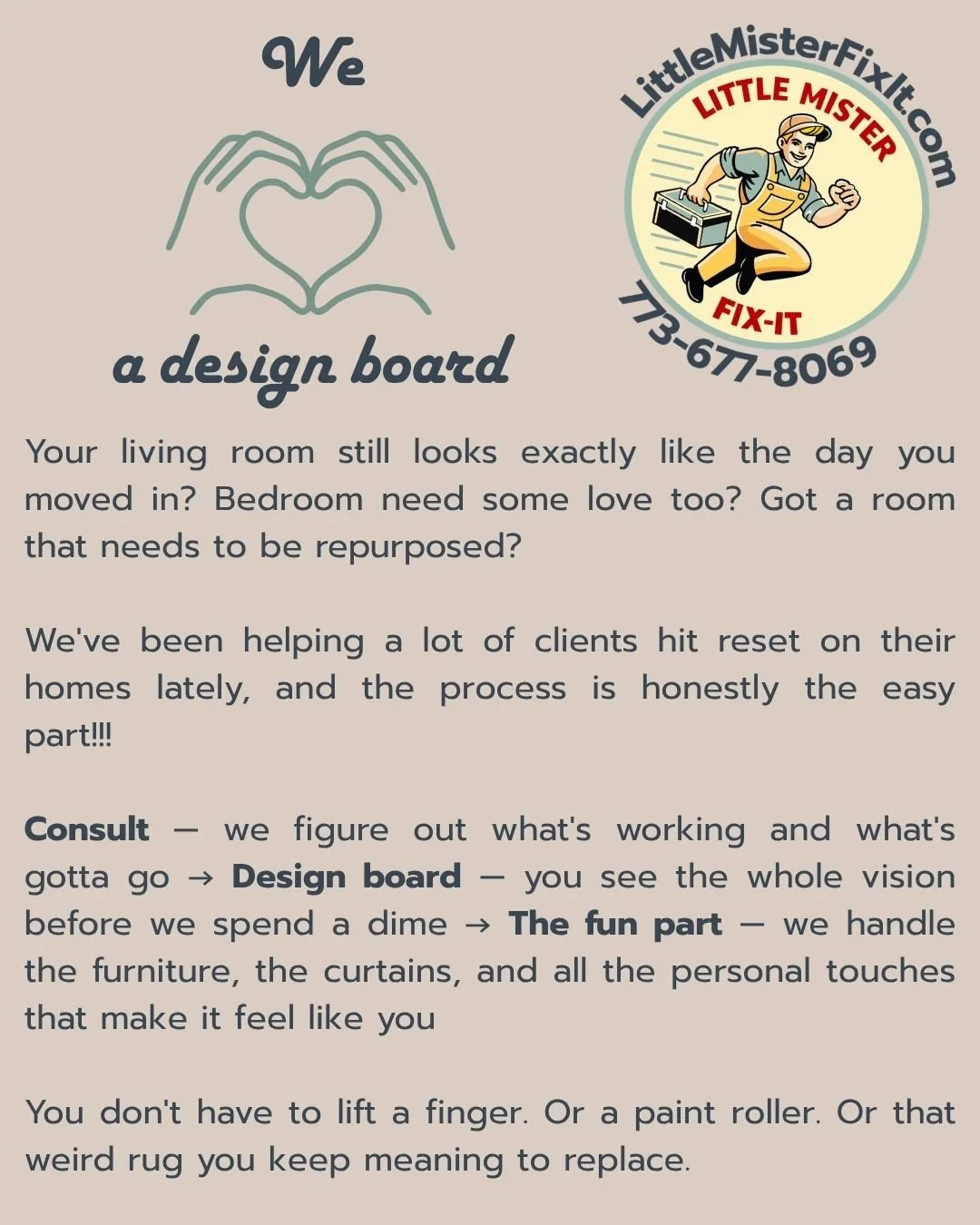 Some recent vibes we've been building for clients 👇

Industrial Mid-Century. Fresh Take on the Classics. Playful Masc for Masc. Bourbon and Vinyl. Each one started with a real person and a real room that needed something.

Slide into our DMs (or cal