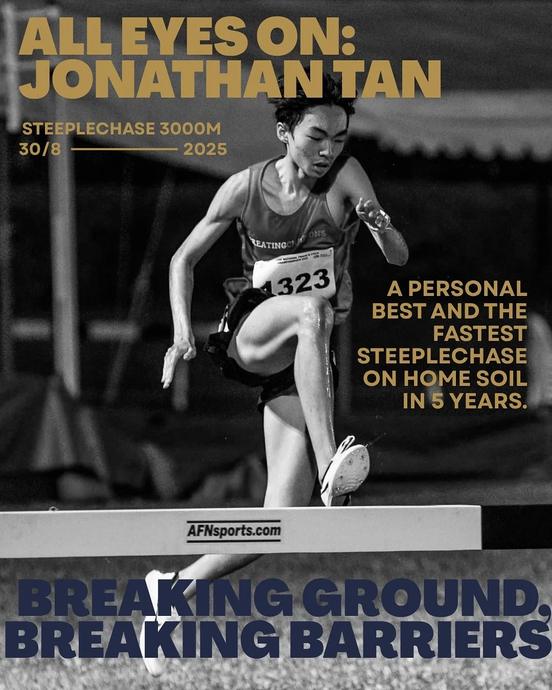 9:47.09. A personal best. The fastest steeplechase on home soil in 5 years.

For Jonathan Tan, this wasn&rsquo;t just a record &mdash; it was the payoff of years chasing a sub-10, a technical shift to hurdling, and the discipline to sharpen rhythm ov