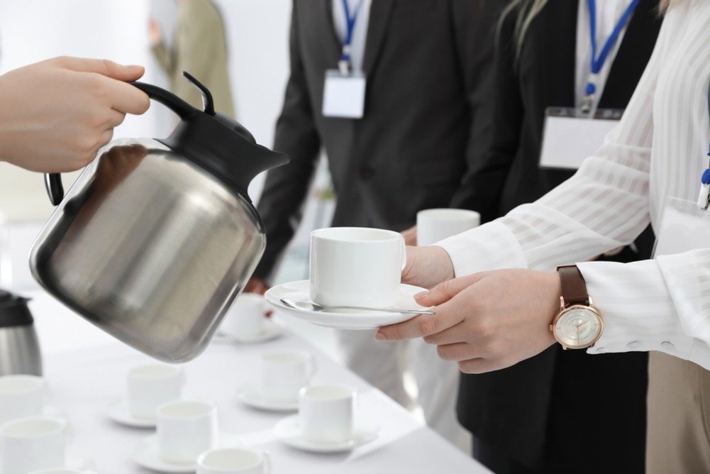 Mobile coffee cart serving espresso drinks at a DFW event