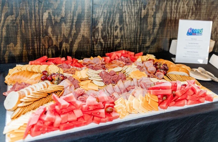 Elevate your event with KWO Sushi's exceptional catering services 🥢🍱! 
Enjoy our expertly crafted charcuterie featuring 3 meats and 3 cheeses, accompanied by fresh poke boats 🧀🍖. 

To explore our catering menu, please contact us at hello@kwosushi
