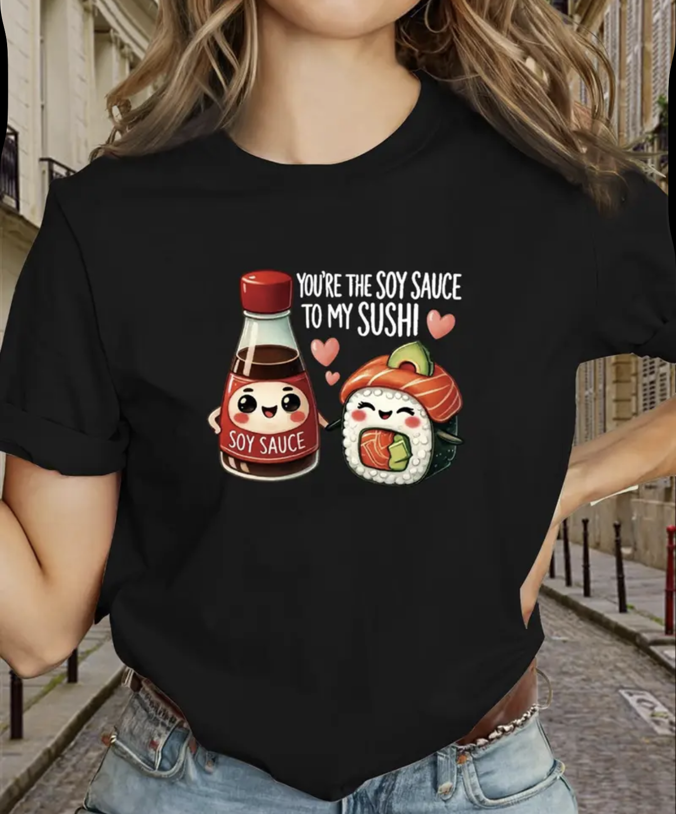 Japanese-Inspired Sushi & Soy Sauce Print T-Shirt (Copy)