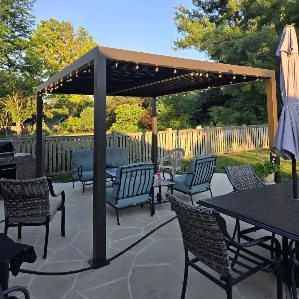 Aluminum pergola assembled and installed in Glen Ellyn