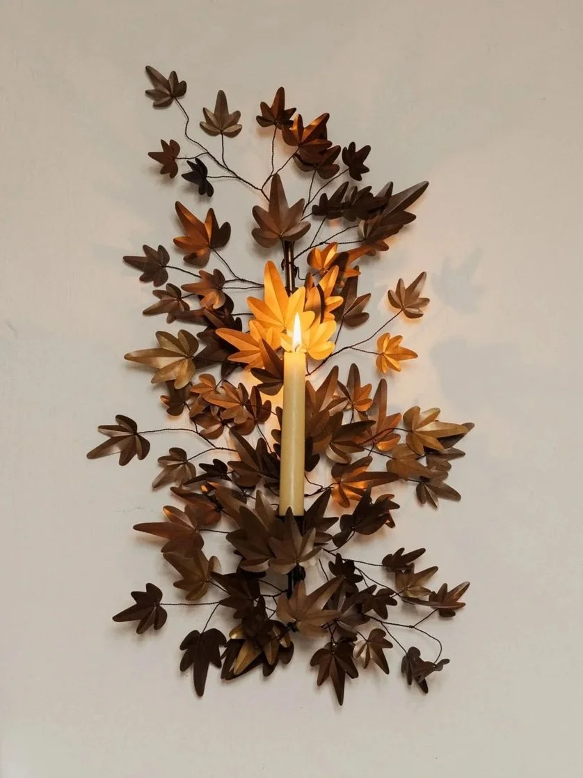 Patinated Ivy Candle Sconce