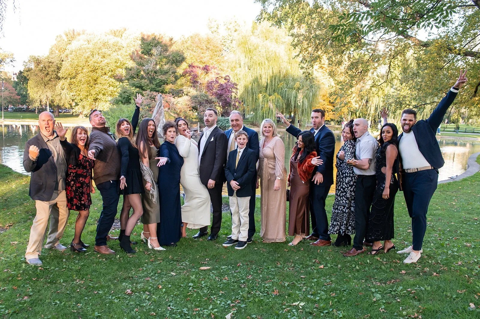 Couple's family celebrating in boston