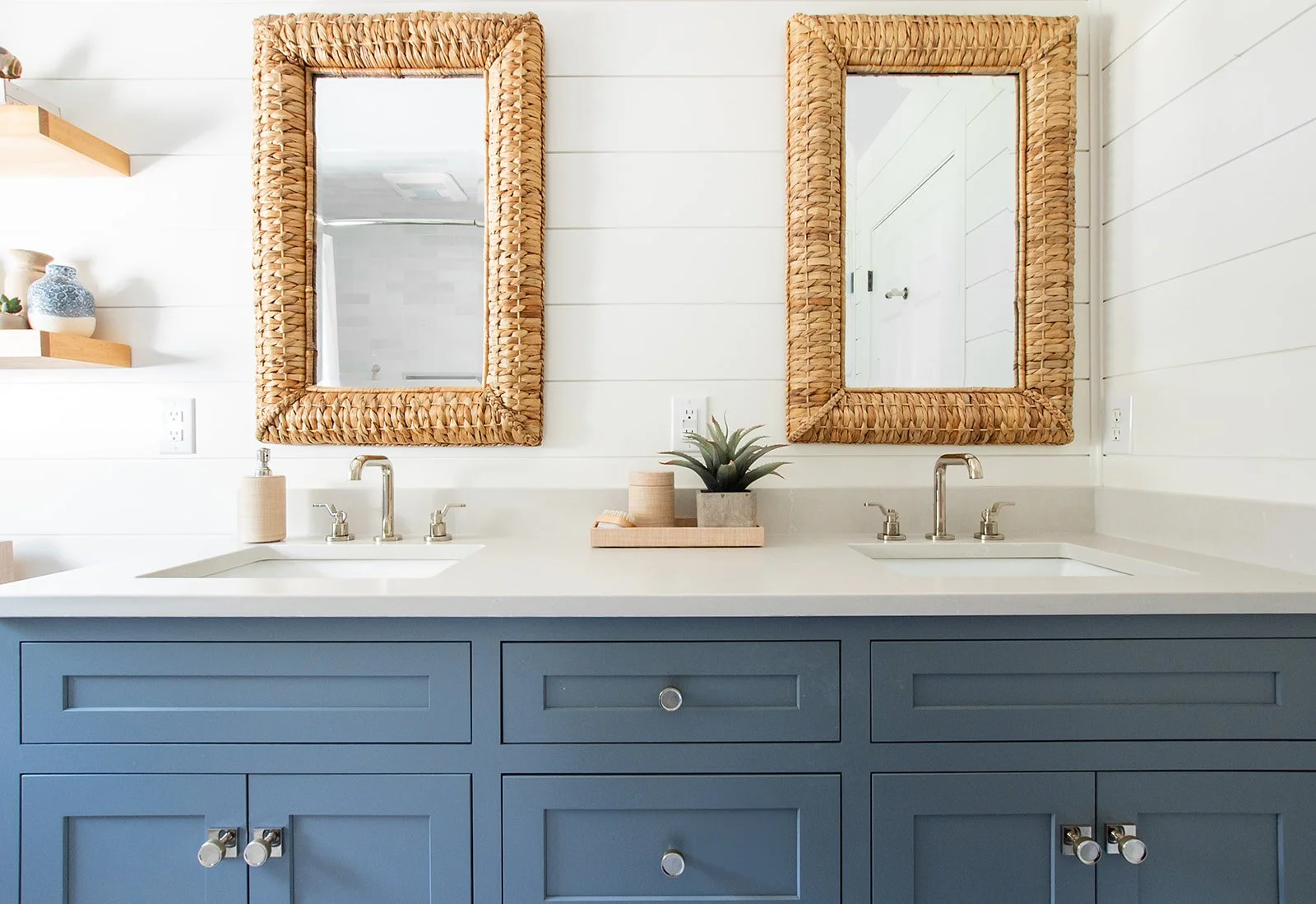 blue double vanity