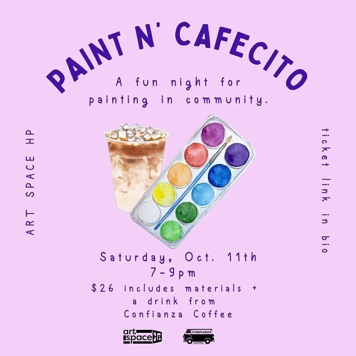Join us this Saturday for the first paint n&rsquo;cafecito of the month with @nereidaarts &amp; @confianzacoffee !

Come dressed up with your favorite Selena Quintanilla inspired outfit &amp; win two tickets to the next paint n&rsquo;cafecito! 

Swip