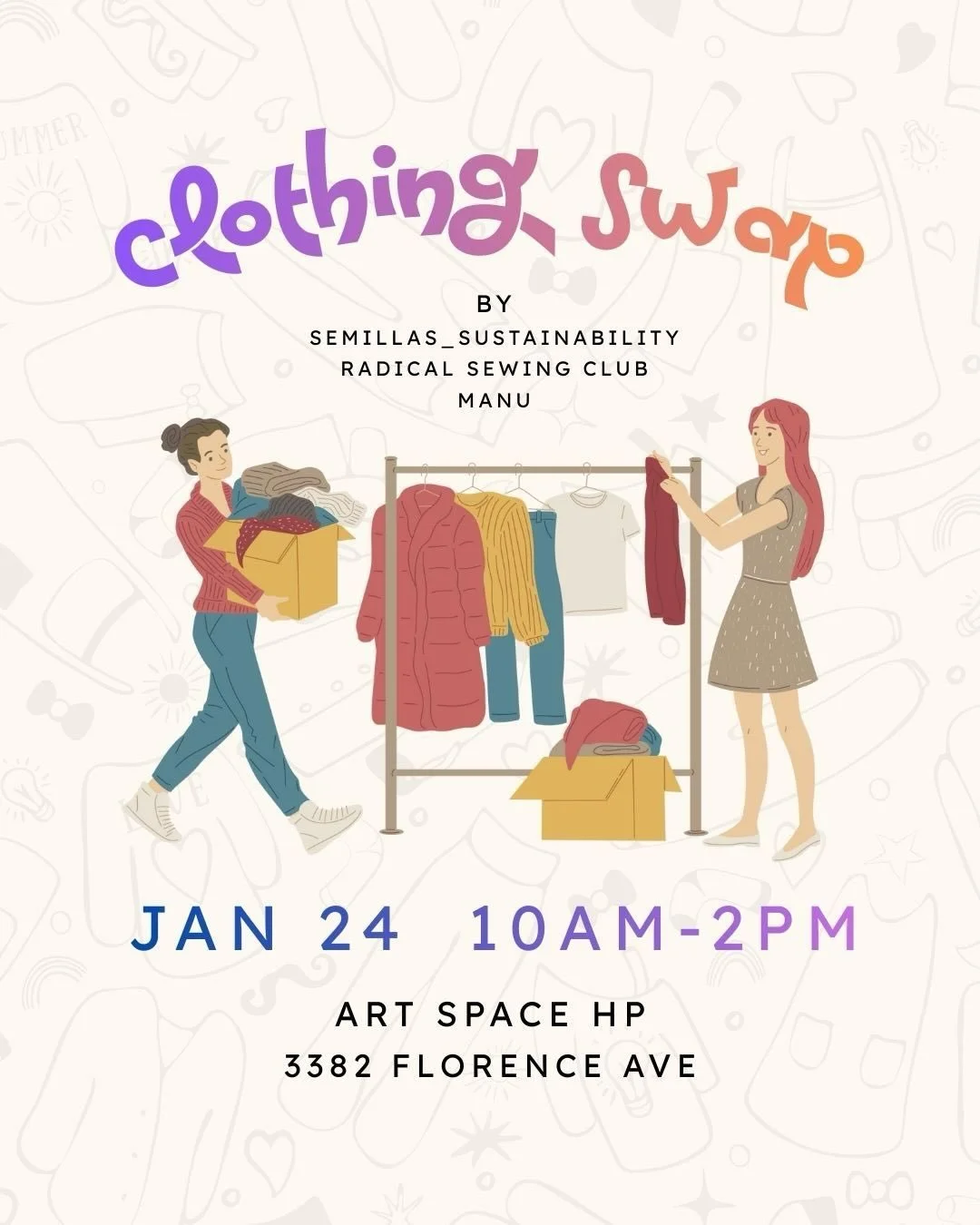 This January, we&rsquo;re gathering for sustainability, accessibility, and care. 

Bring 5&ndash;8 clothing items to donate and receive tickets to shop from a variety of clothing categories.

How it works:
Bring items to donate along with a shopping 