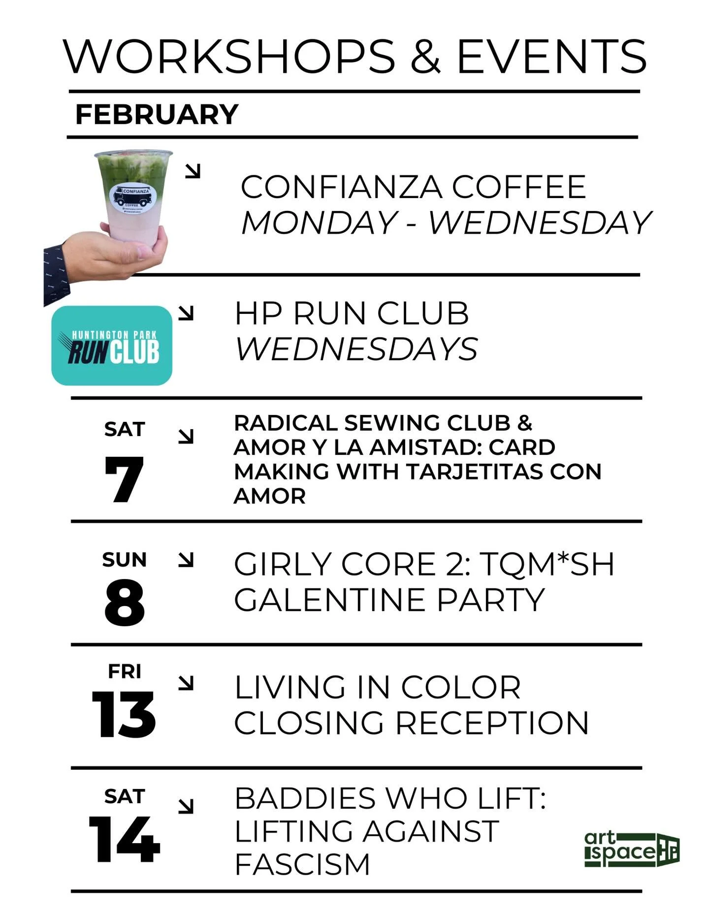 Swipe through to see how we are gathering in February. Link in bio for all info &amp; to sign up!

See you at Art Space HP