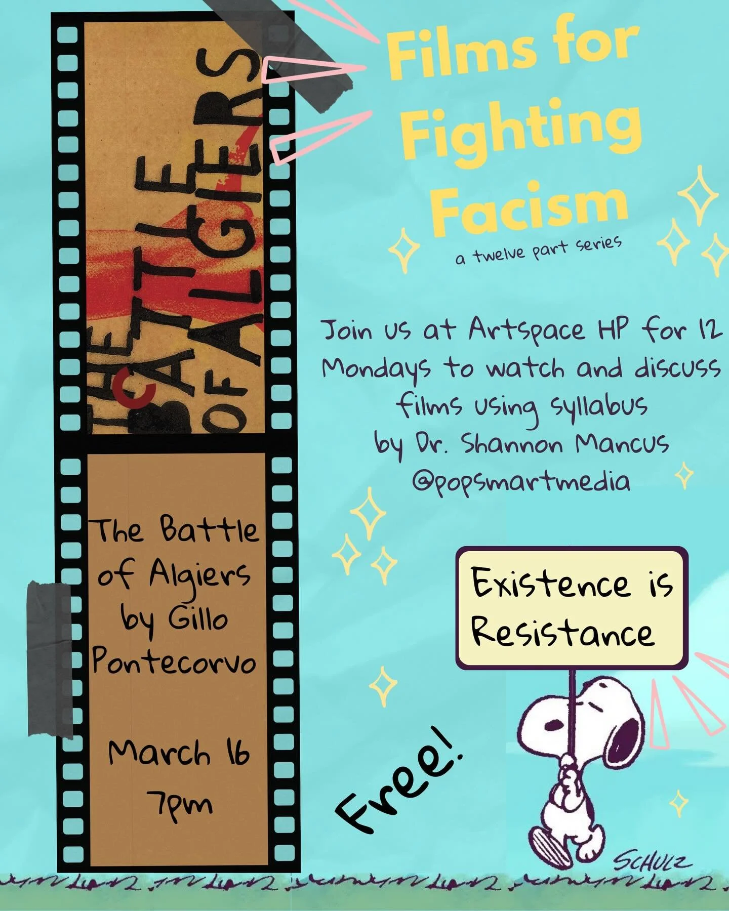 Join us starting March 16th and every Monday night for the next 12 weeks at 7pm for a selection of films by @popsmartmedia 

@confianzacoffee will be open &amp; popcorn will be poppin.

🌟 Free 🌟