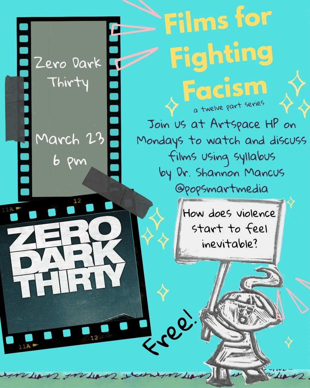 Join us Monday nights for a selection of films by @popsmartmedia

Thank you @adelcidlugo &amp; Tasha for hosting and opening us space for the discussions of these films. 

Mondays 6pm - Free &amp; open to the public 

🎥🎬✊🏾