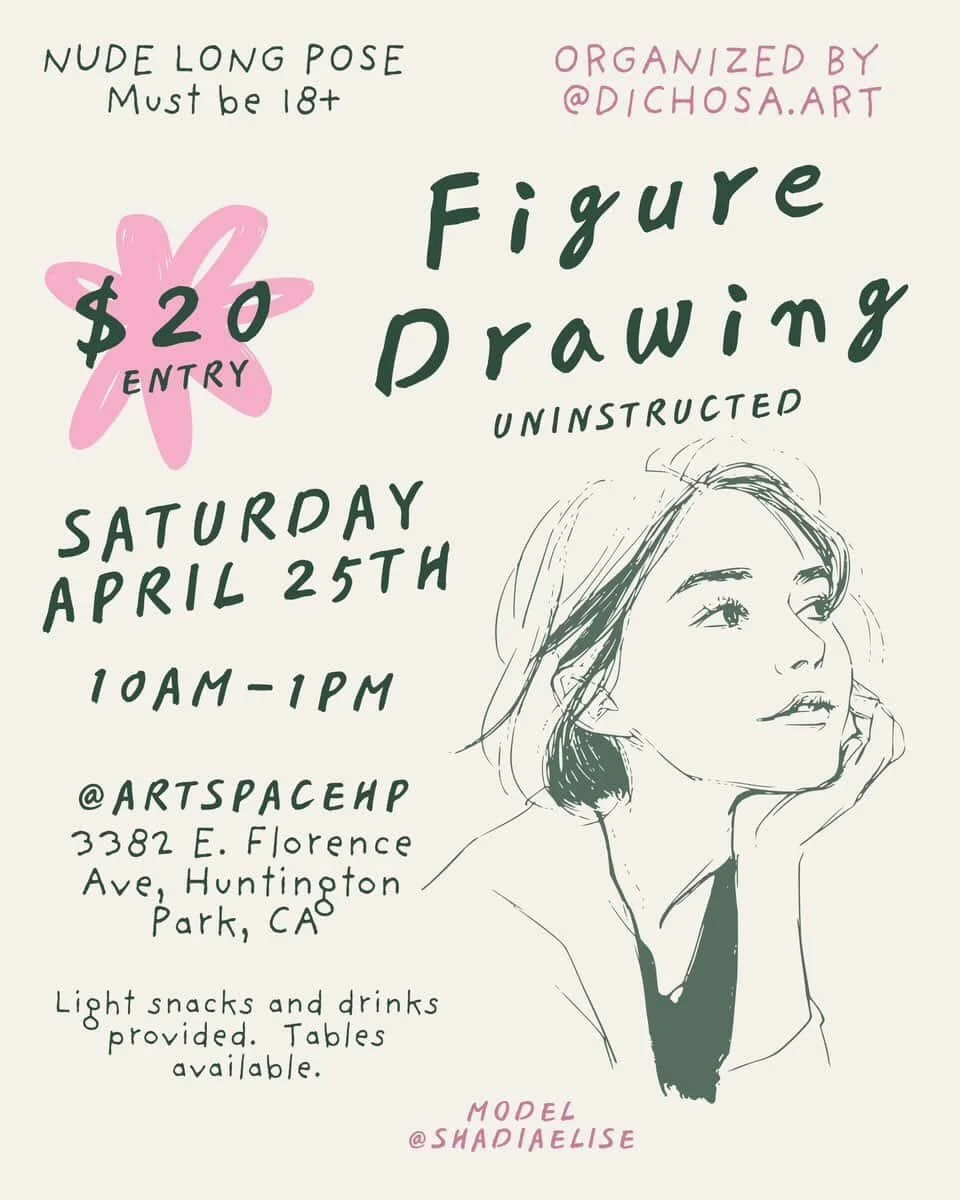 @dichosa.art is bringing figure drawing to Art Space HP for you to practice you sketching, drawing or painting! 

This first session will be on April 25th from 10am-1pm

Please read through the guidelines 💗 must be 18+ to participate 

Link in bio t