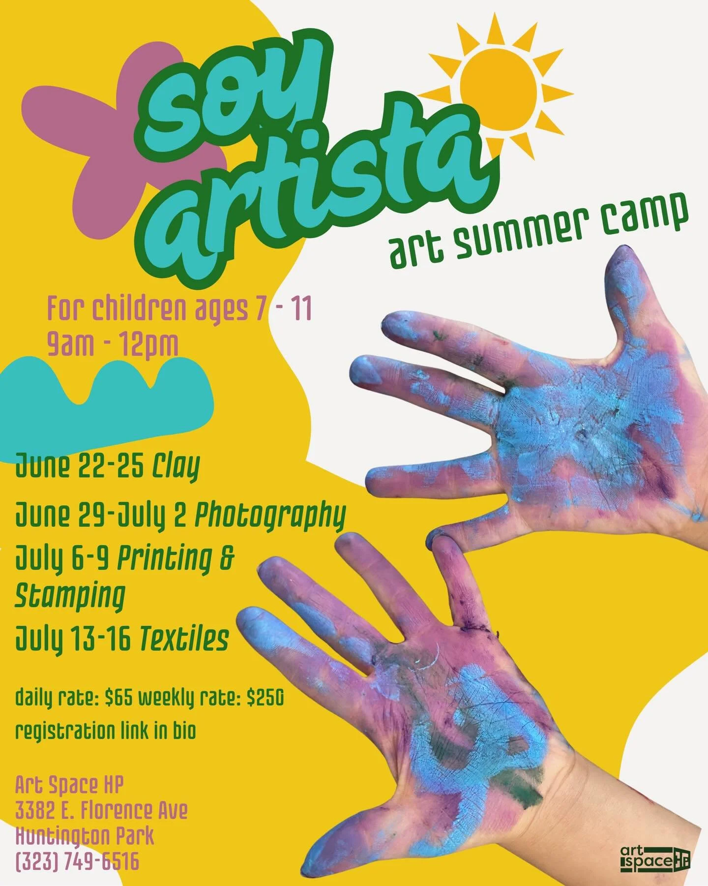 The wait is over and we&rsquo;re ready to announce all of the fun we will be having in just a few weeks! 

Soy artista arts summer at art space hp will be a fun and hands on camp where children will learn through art making with clay, photography, pr