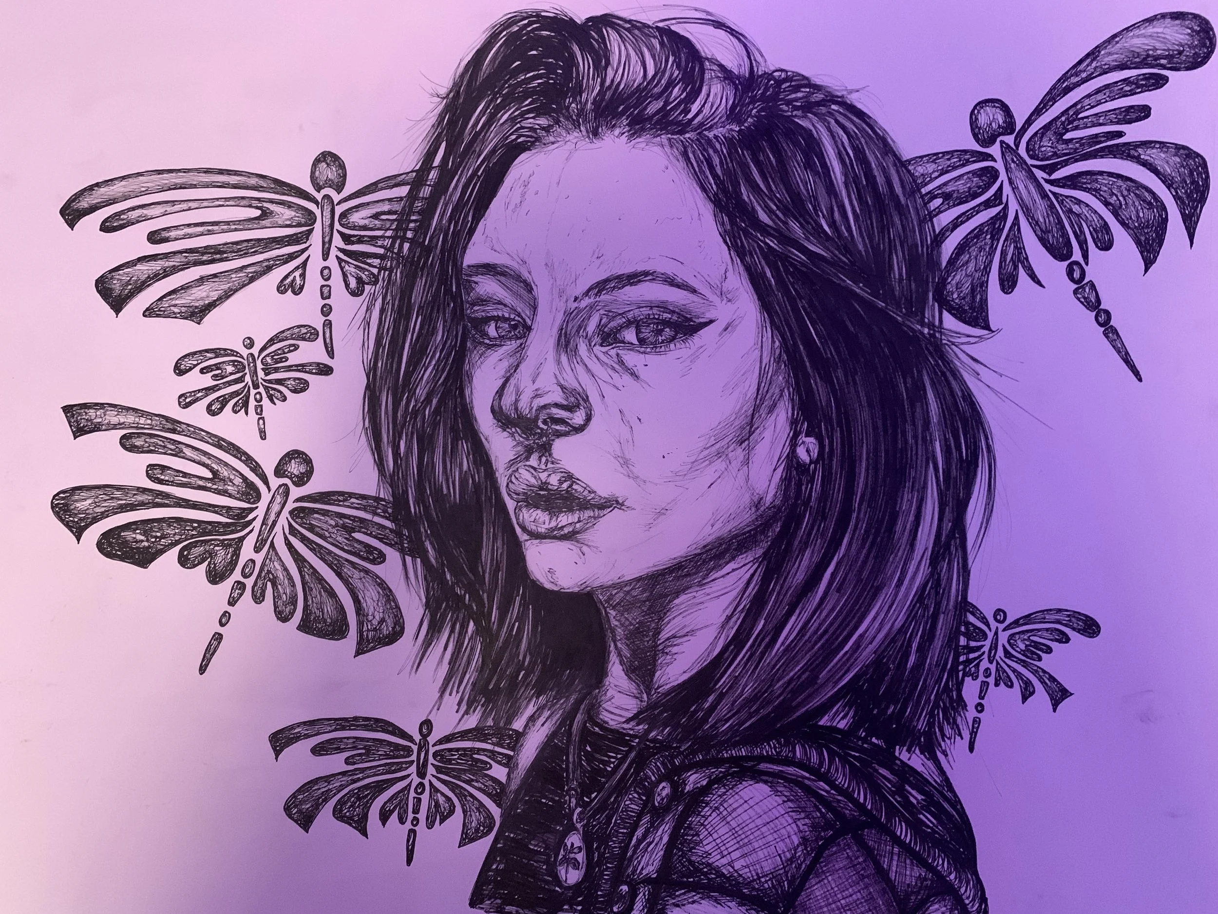 self portrait, ink drawing