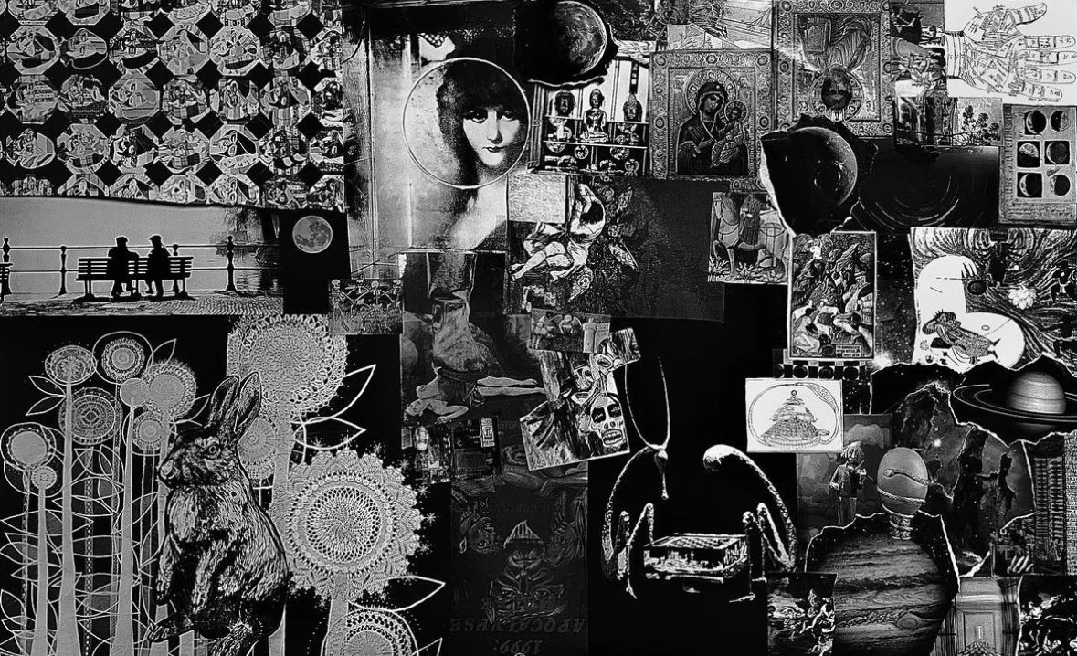 collage on paper with found images