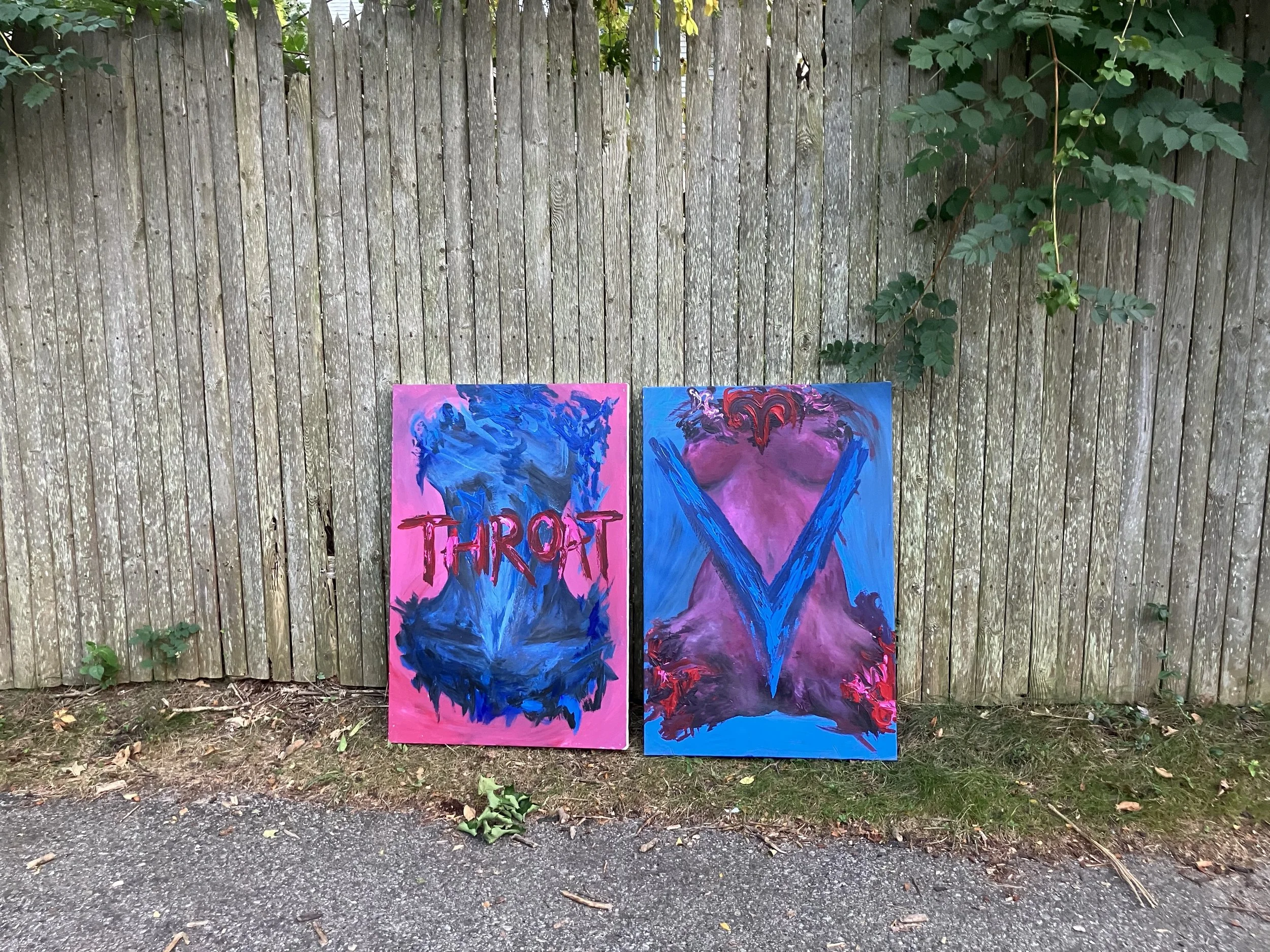 'THROAT & V' acrylic paintings SOLD