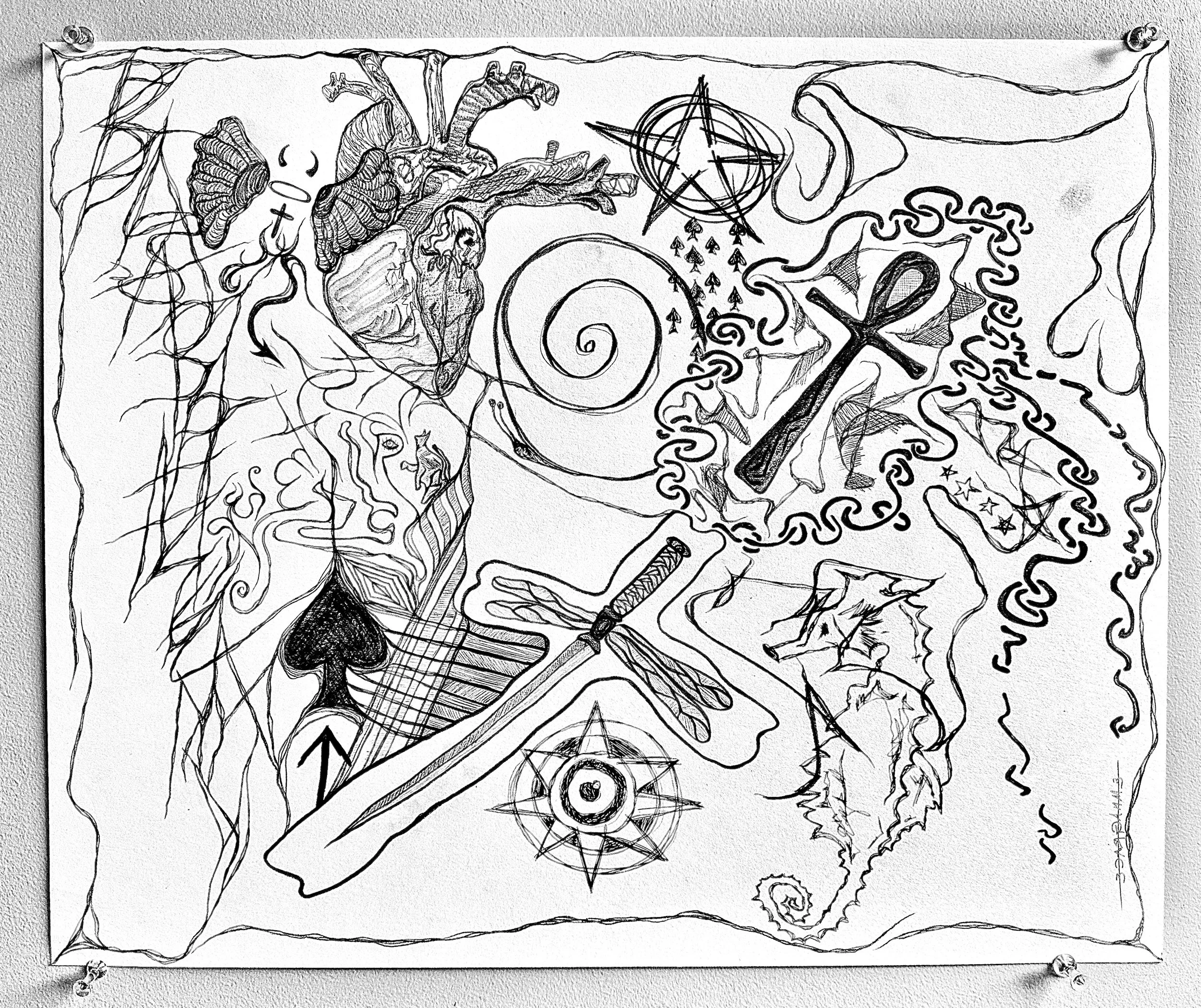 'blasphemy' graphite drawing