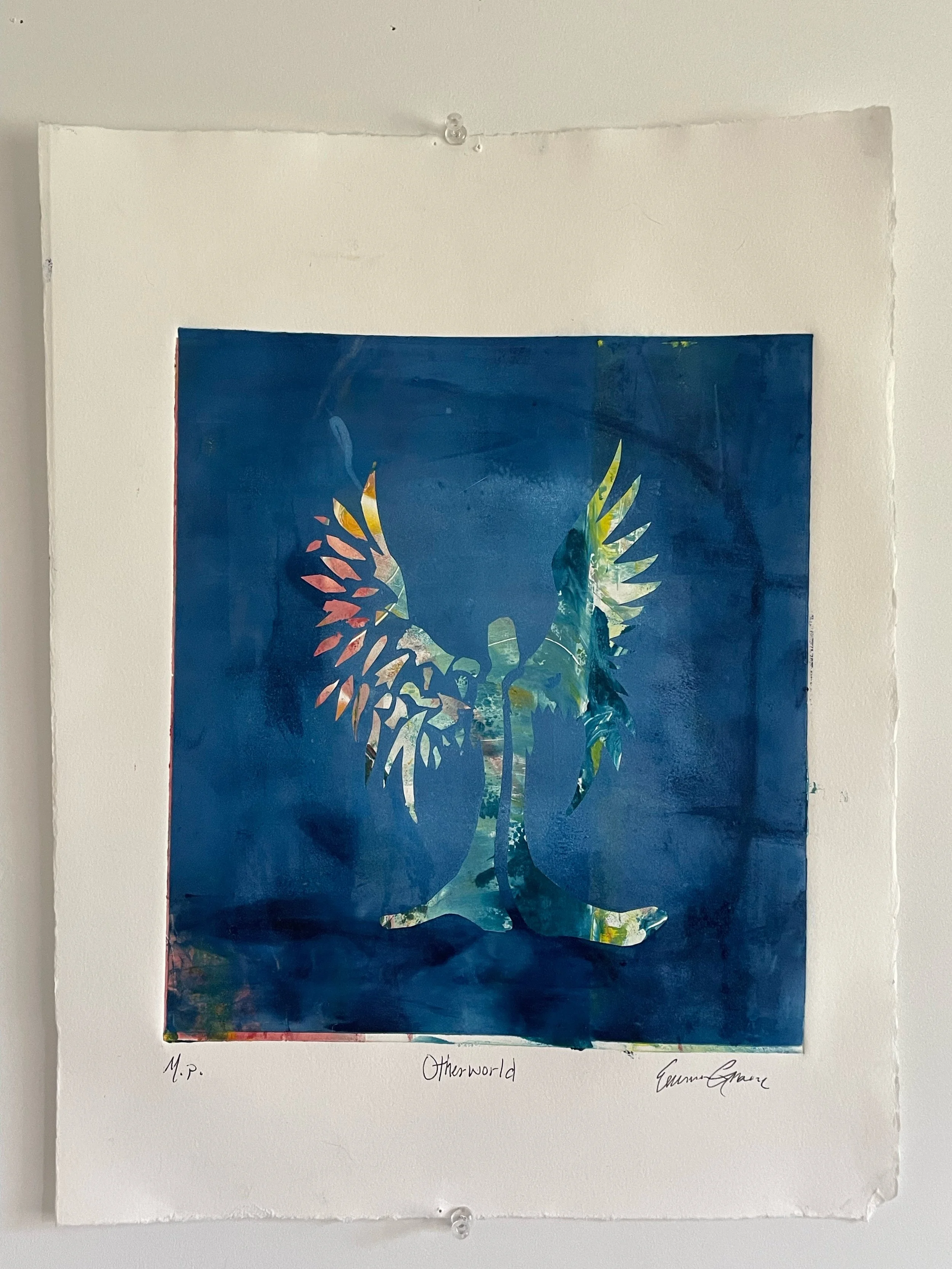 'rainbow angel' monoprint