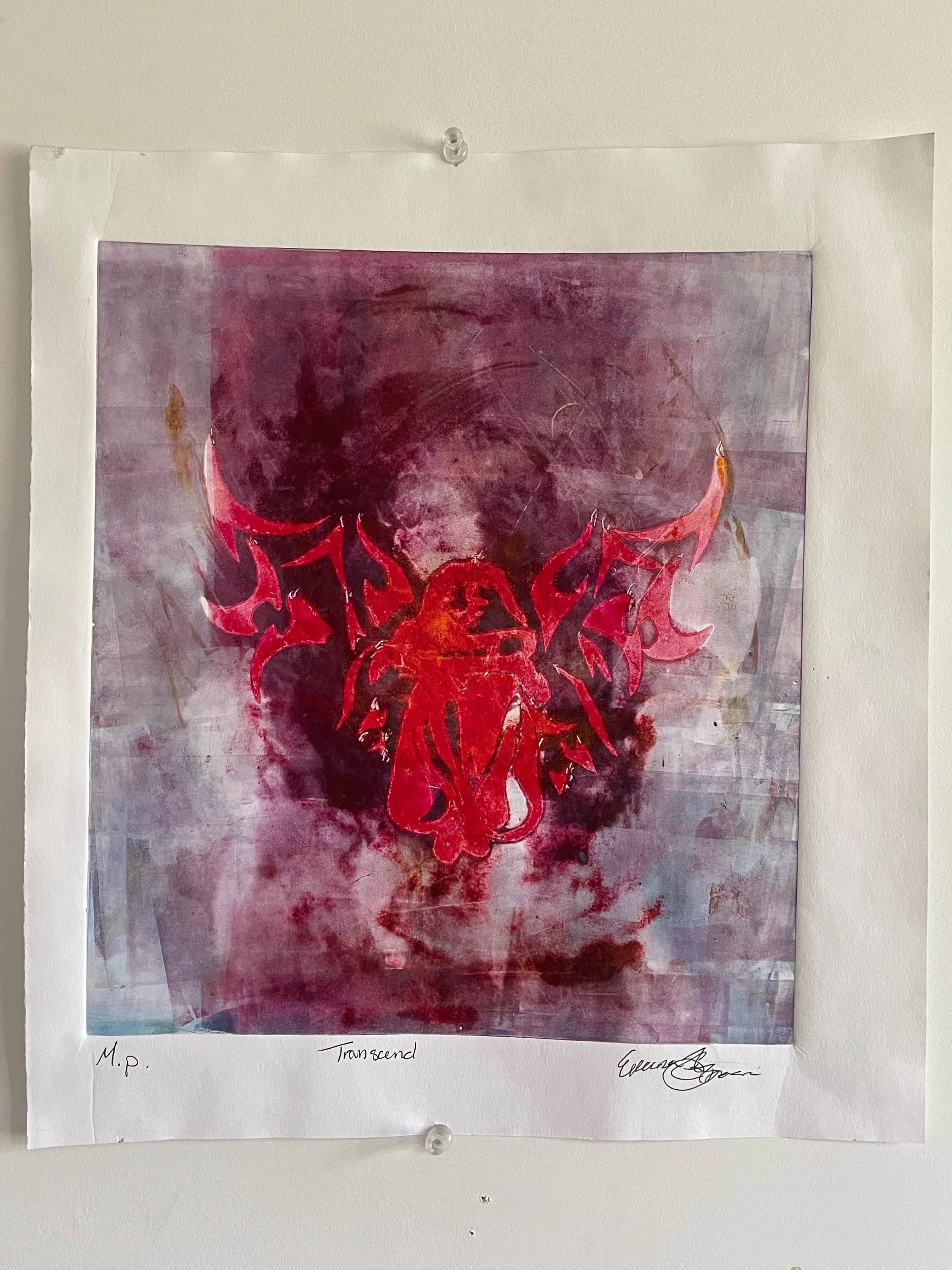 'red angel' mono print