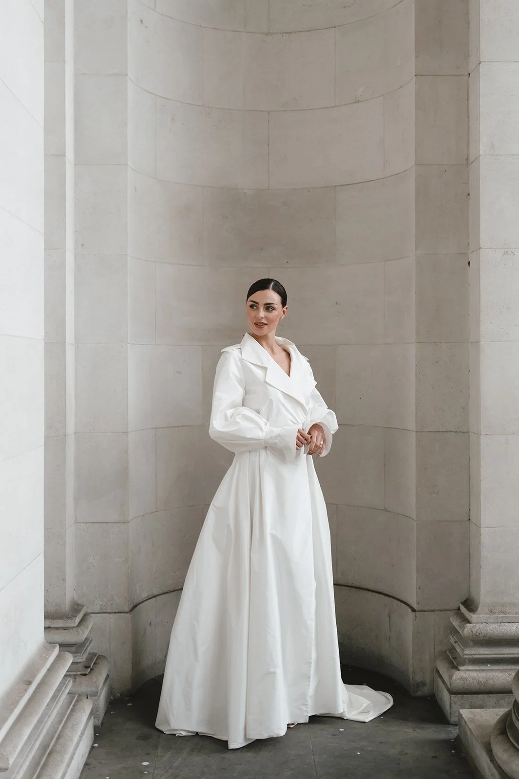 Minimalist silk wedding dress inspired by 90s Carolyn Bessette Kennedy style