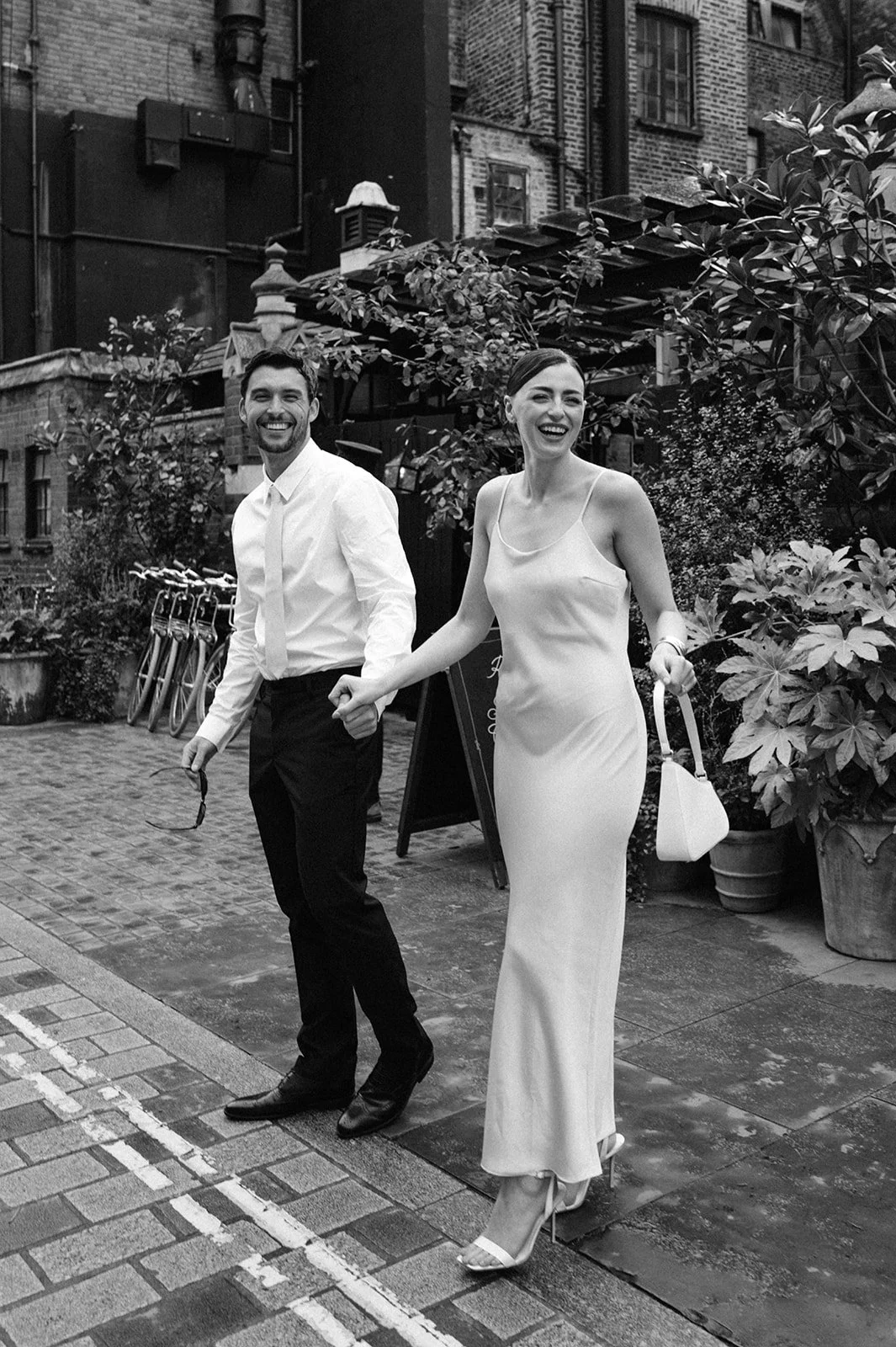 Editorial London elopement with CBK JFK style wedding aesthetic