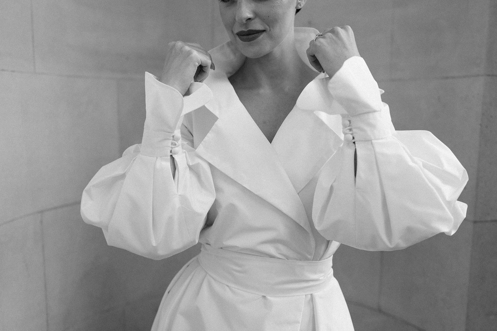 Minimalist silk wedding dress inspired by 90s Carolyn Bessette Kennedy style