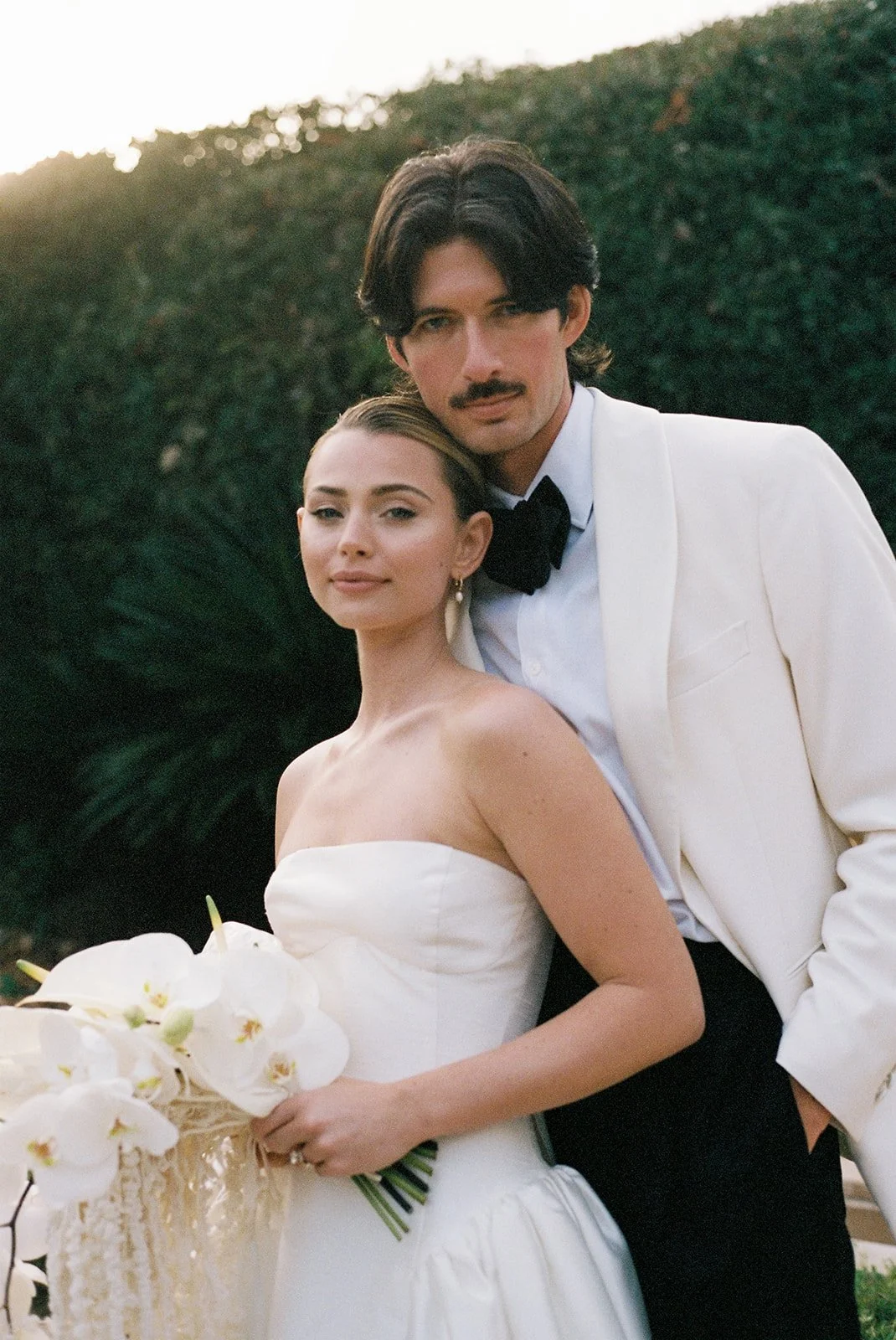 Bride and Groom at Font Santa for their Mallorca destination wedding shot by Lynn Shapiro on 35mm film